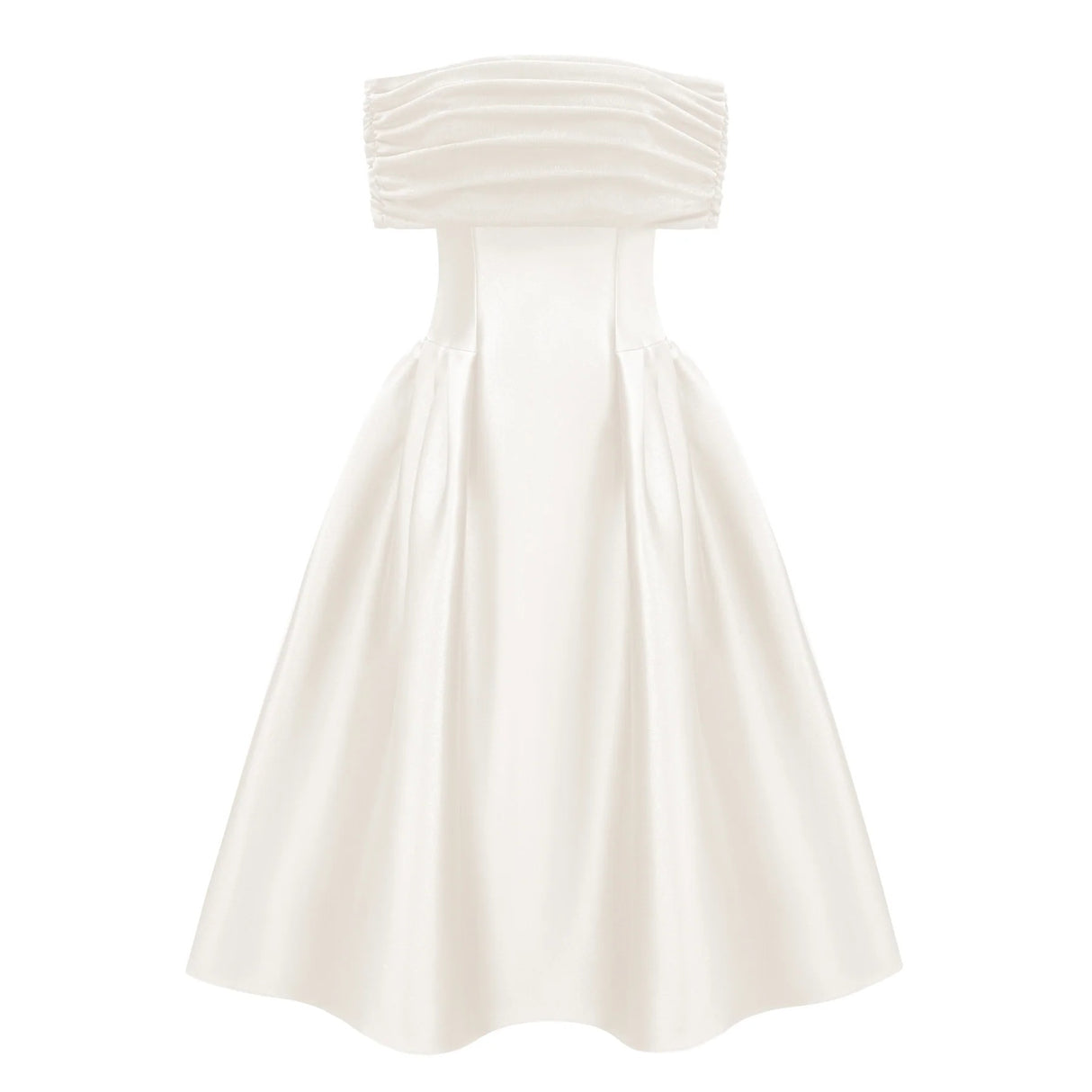 Ainara White Off Shoulder Polished Midi Dress