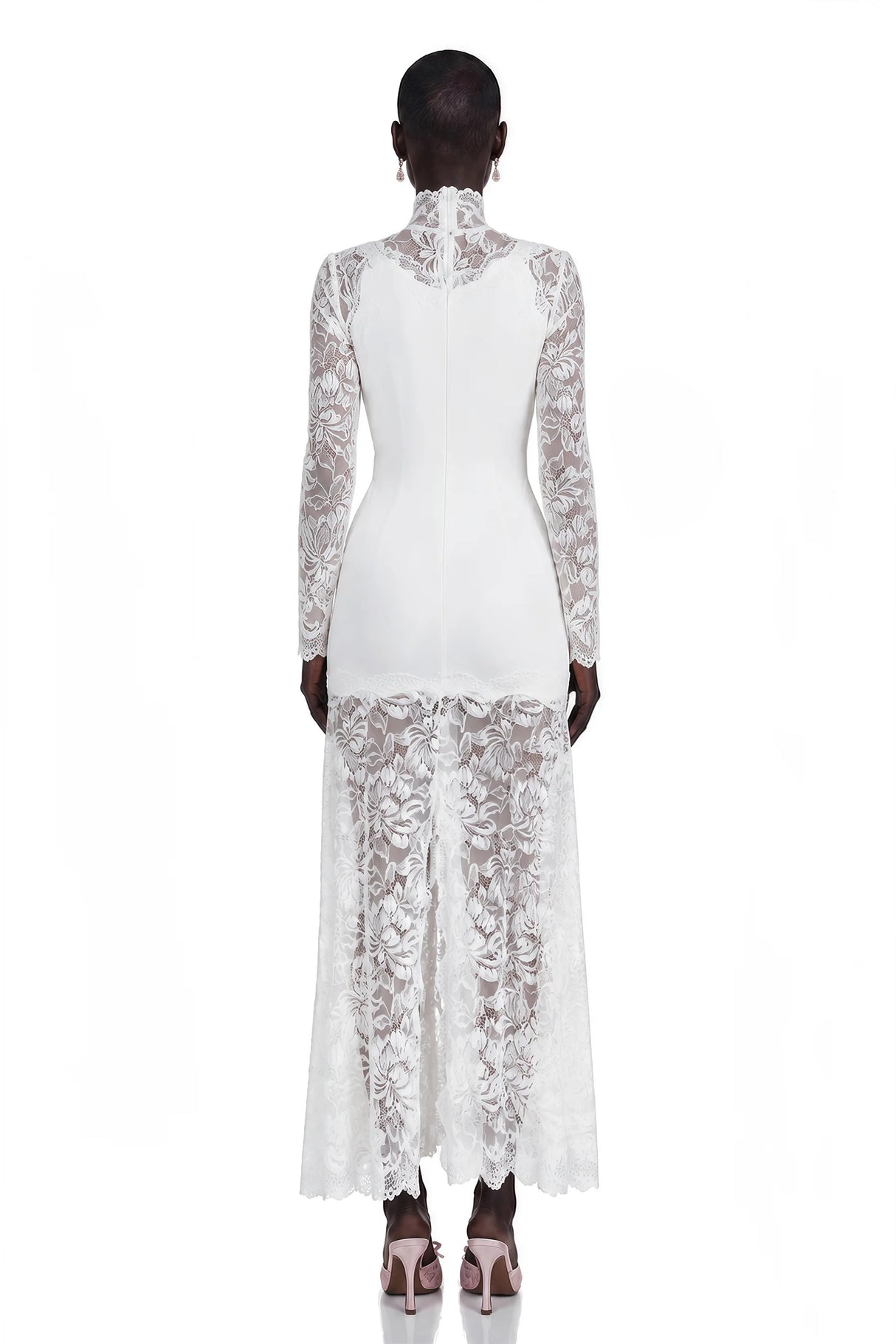 Airelle White Satin Panel Lace Maxi Dress