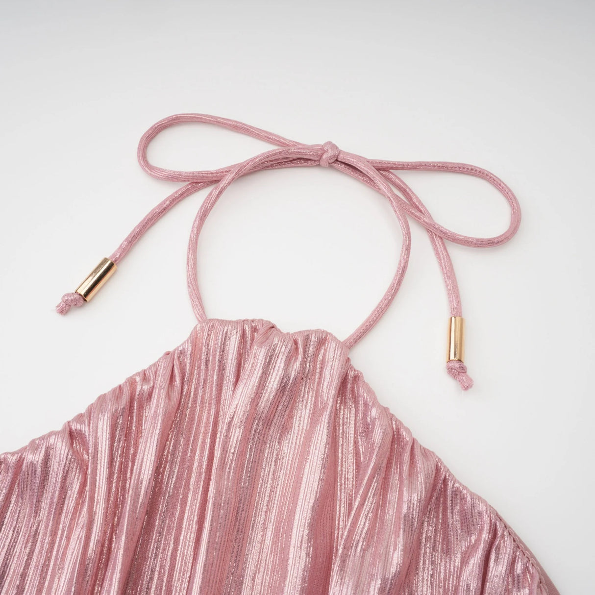 Alchimie Pink Glossy Pleated Maxi Dress