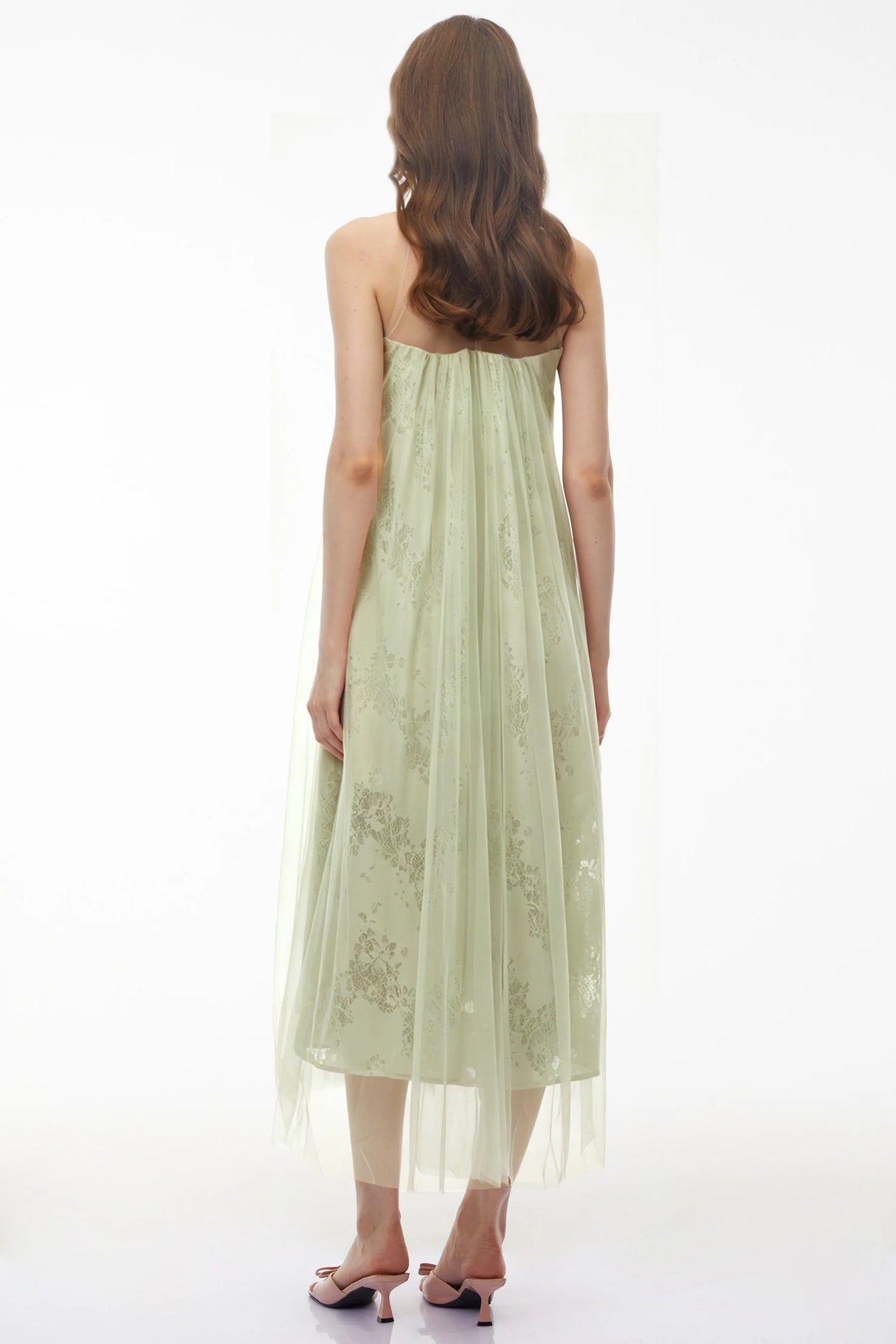 Alice Mint green Floral Embroidered Midi Dress