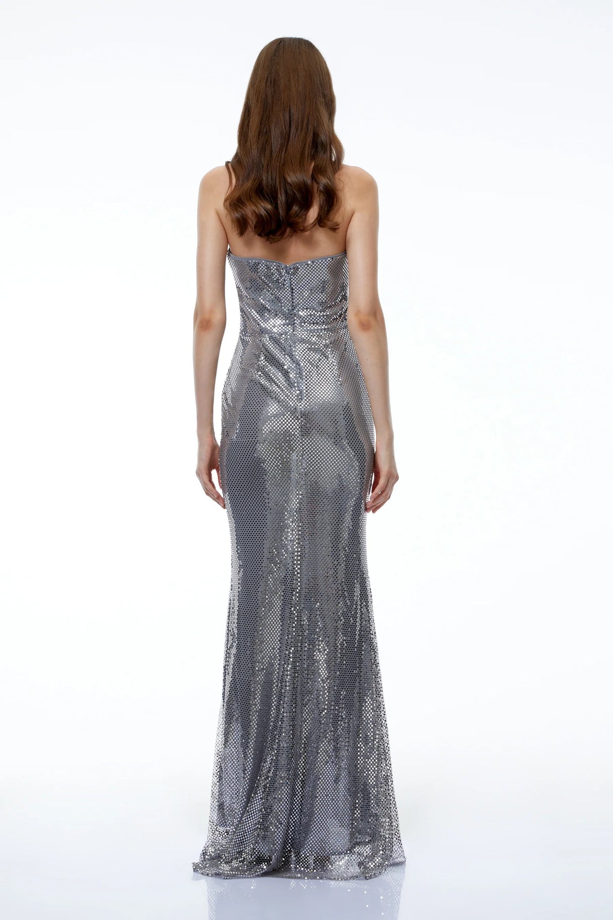 Amaia Silver Off Shoulder Ruched Maxi Dress with Slit
