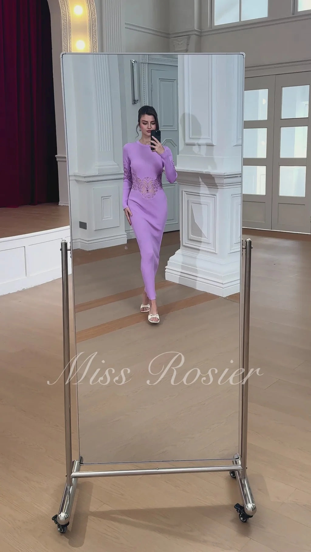 Amanda Purple Lace Panel Ribbed Knit Maxi Dress