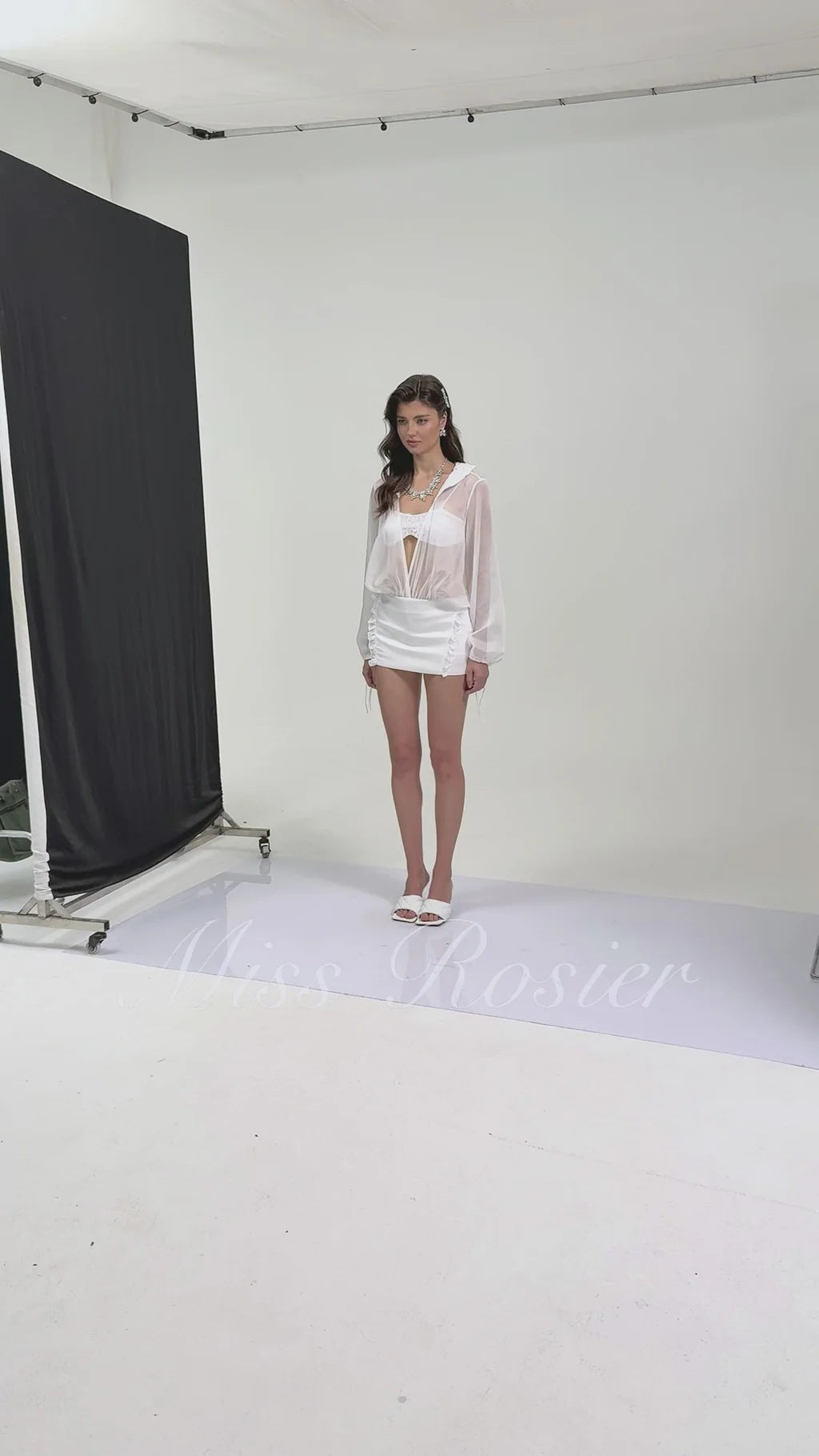 Amara White Mini Dress with Ruffled Trim