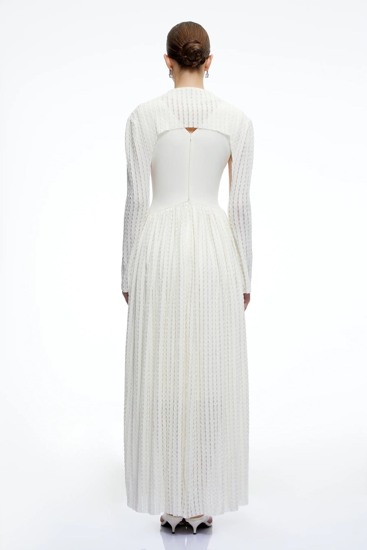 Amaris Neutral Ribbed Knit Long Sleeves Maxi Dress
