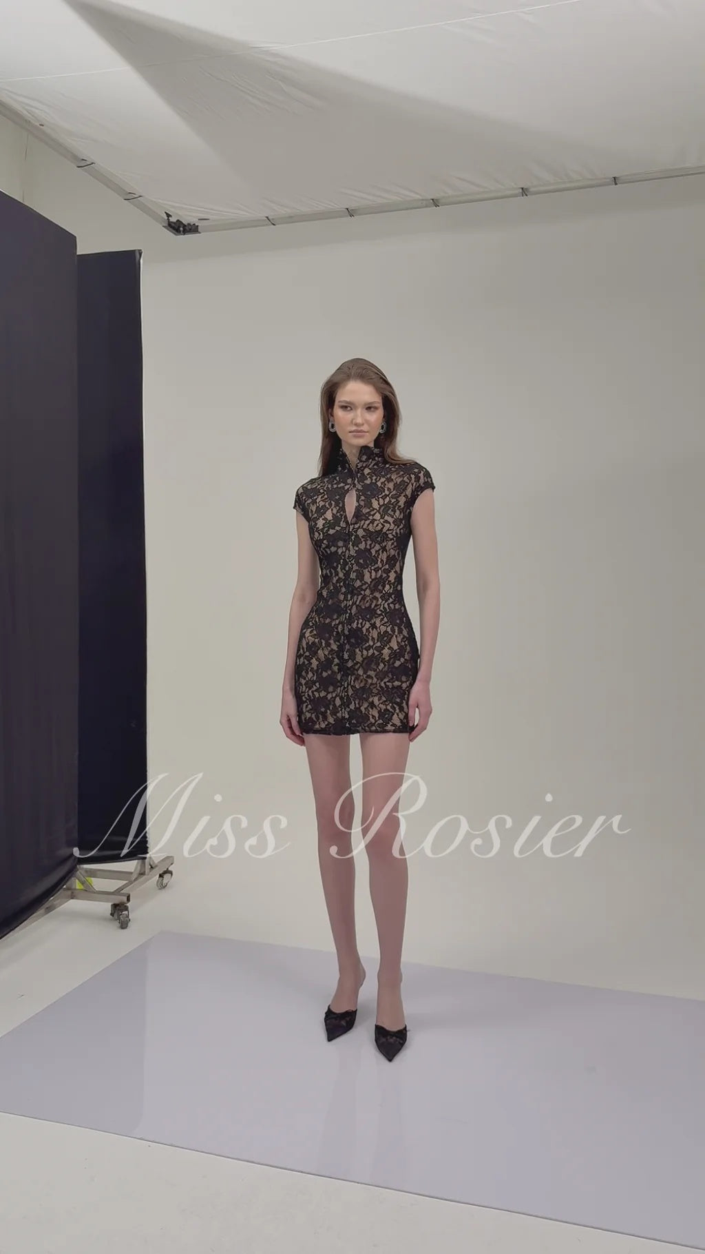Andrea Black Keyhole Lace Corset Mini Dress