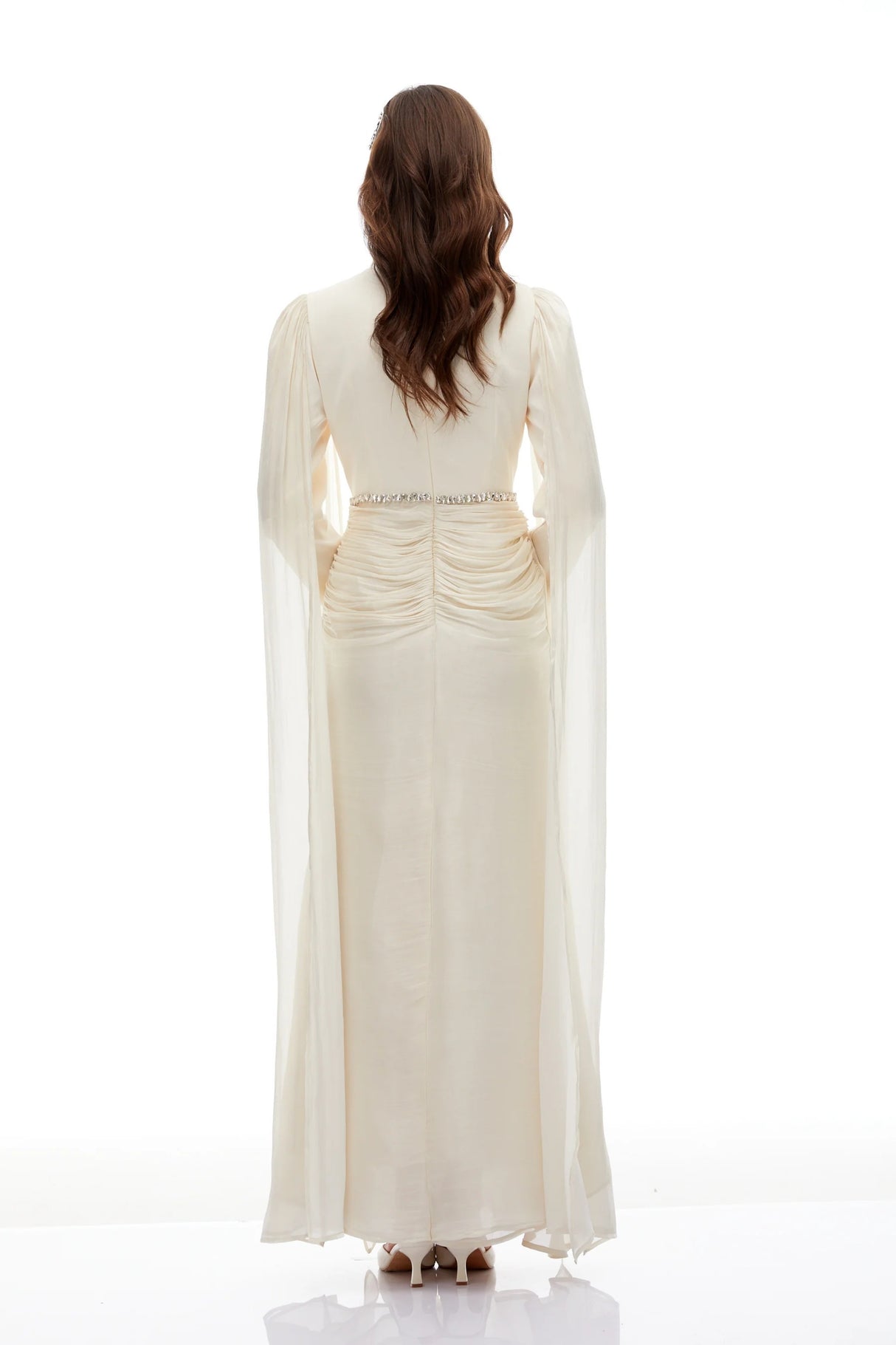 Andrine White Crystal Embellished Maxi Dress