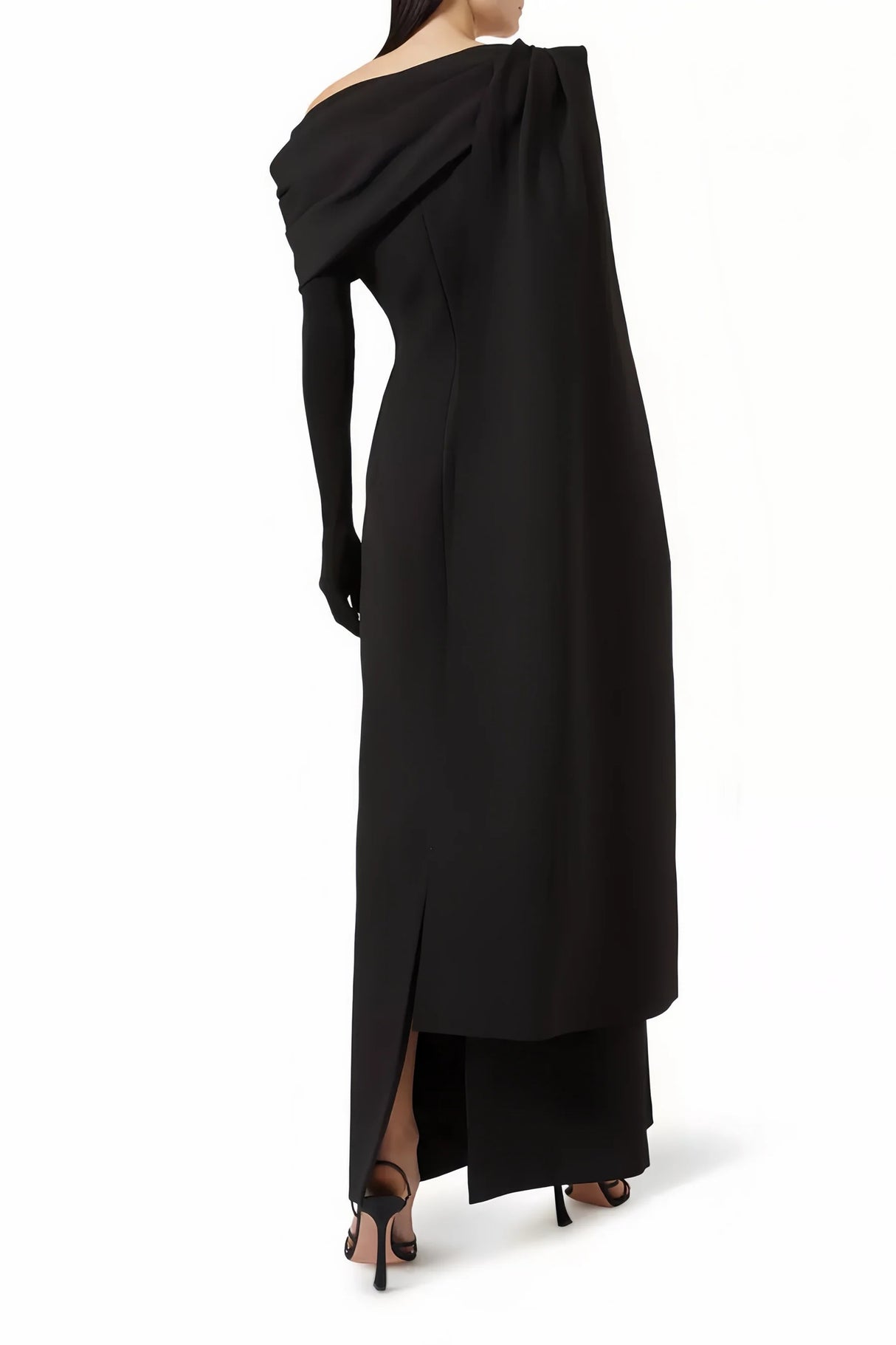 Annabelle Black CapeDesign Ribbon Maxi Dress Without Gloves