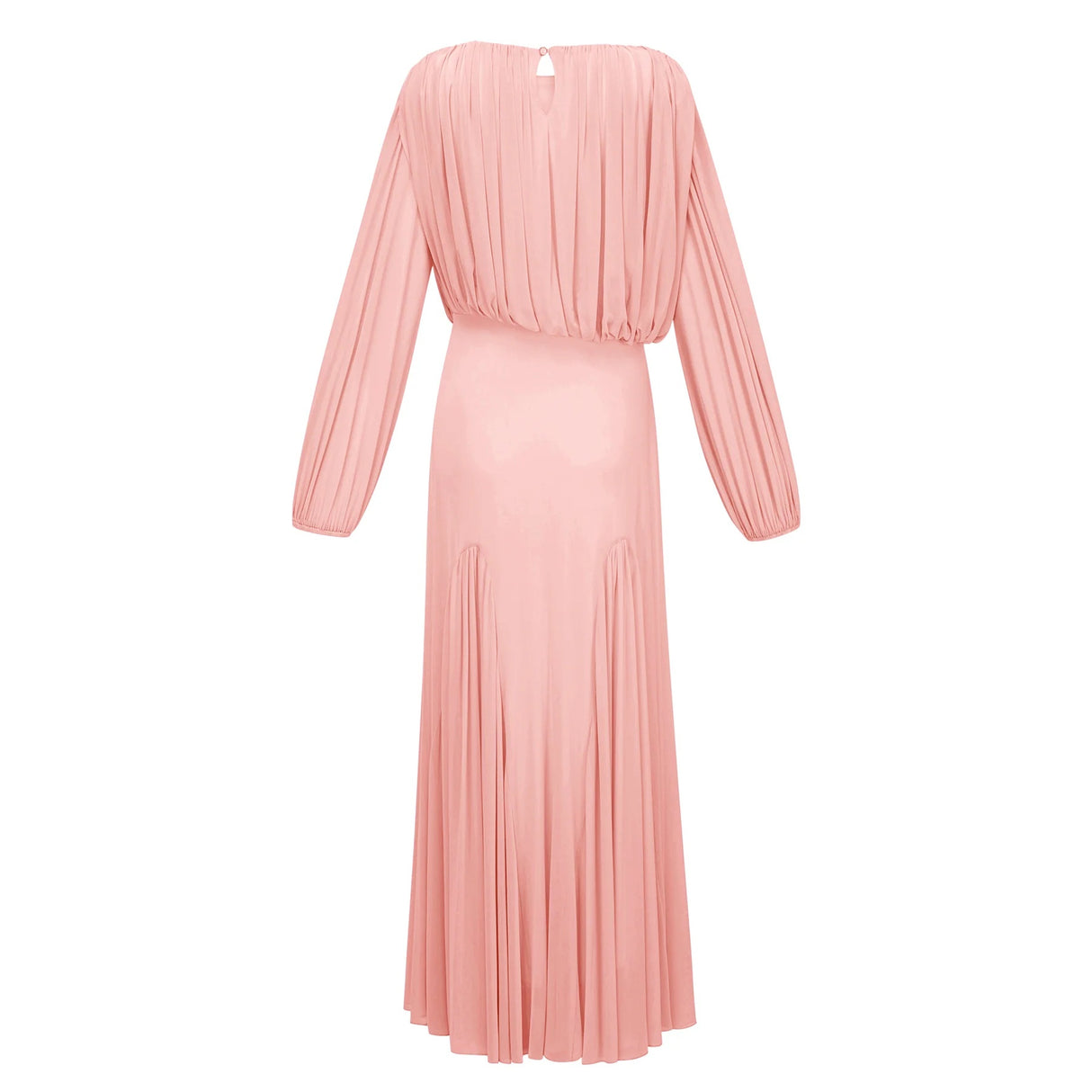 Annabelle Pink Lantern Sleeve Pleated Maxi Dress