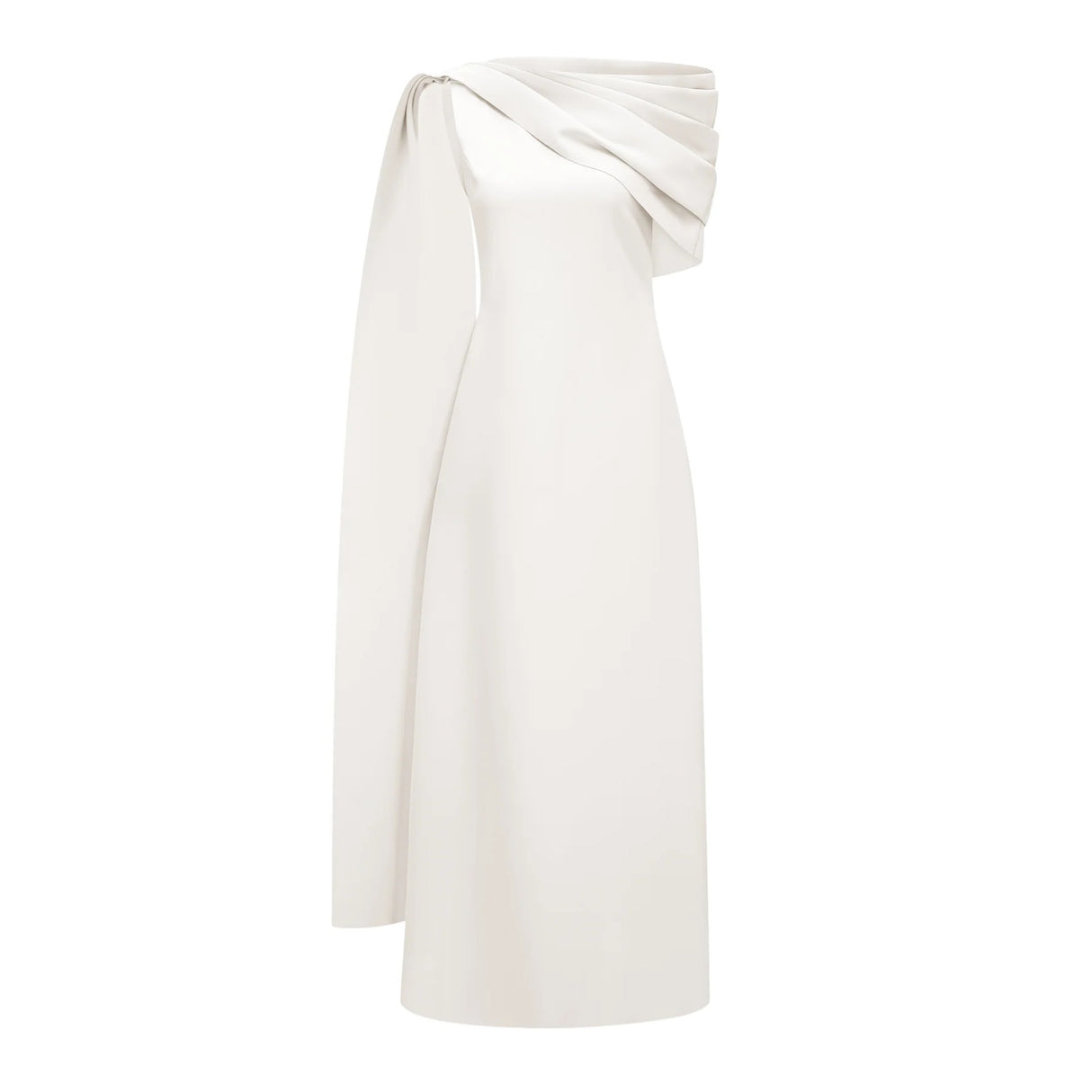 Annabelle White CapeDesign Ribbon Maxi Dress