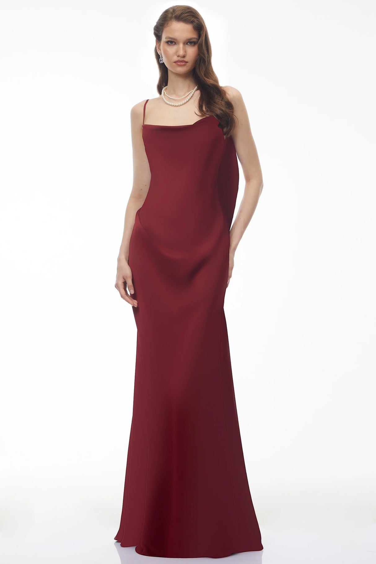 Antónia Red Crew Neck Backless Maxi Dress