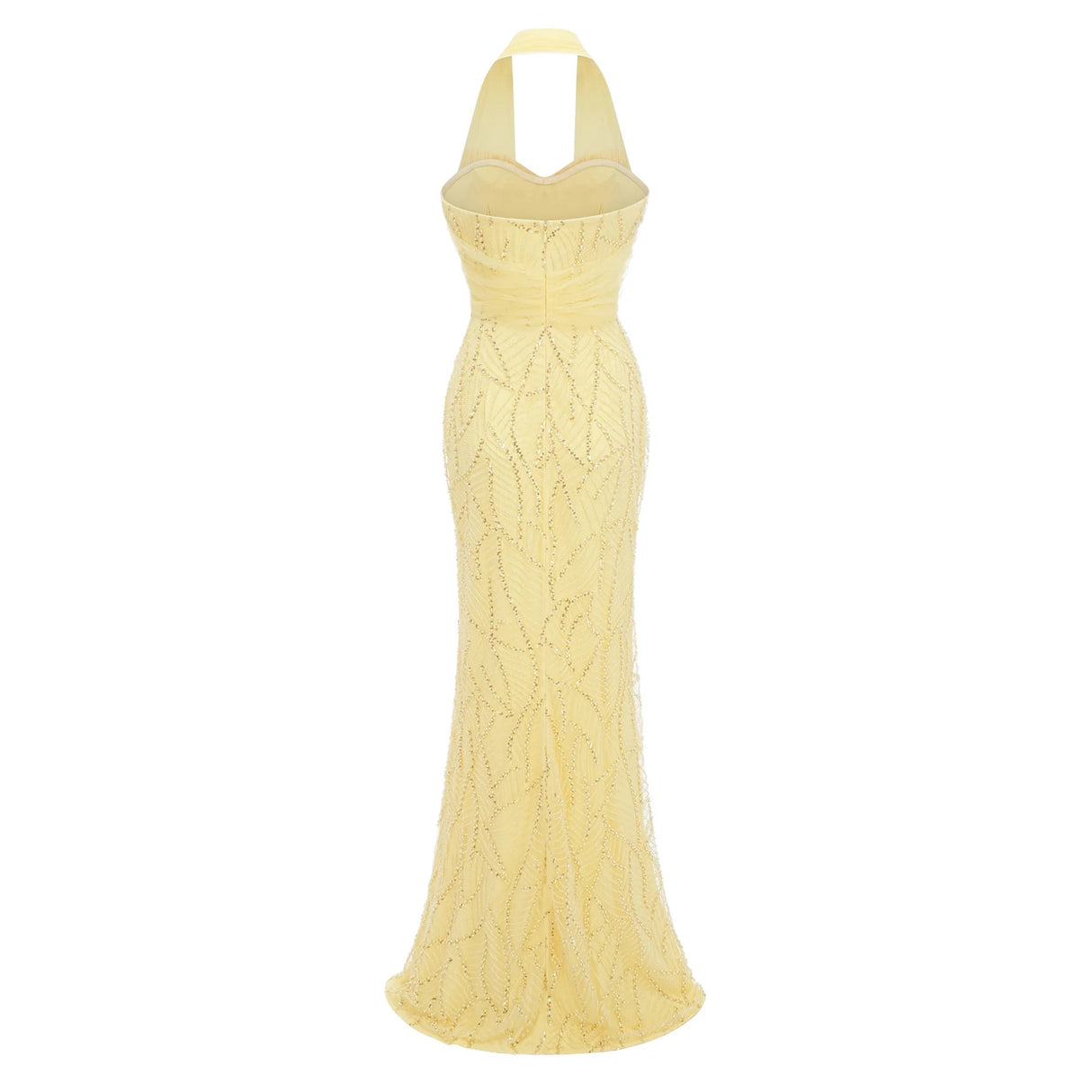 Antonia Yellow Halterneck Bow Maxi Dress