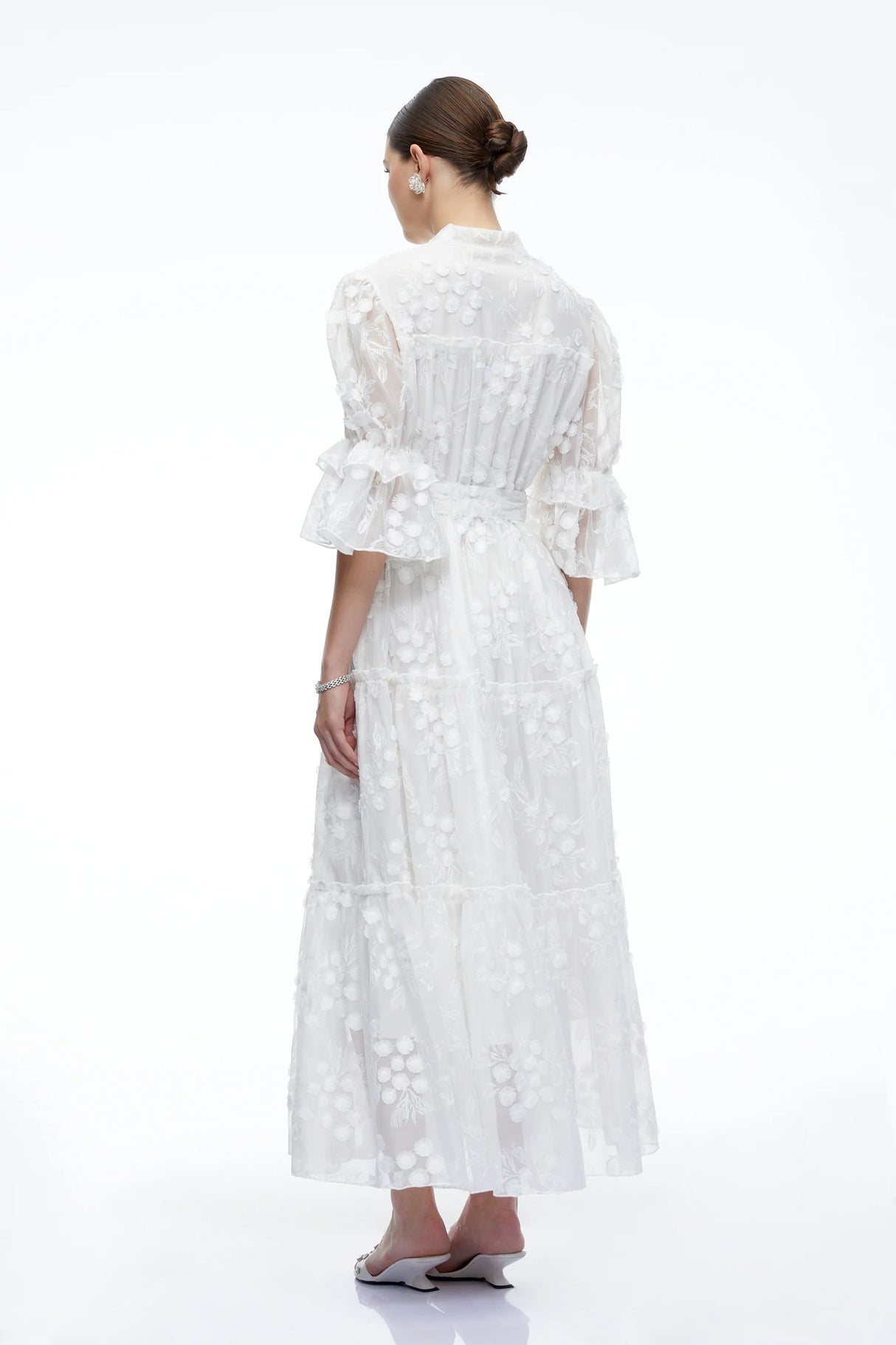 Apolline White VNeck Lace Maxi Dress