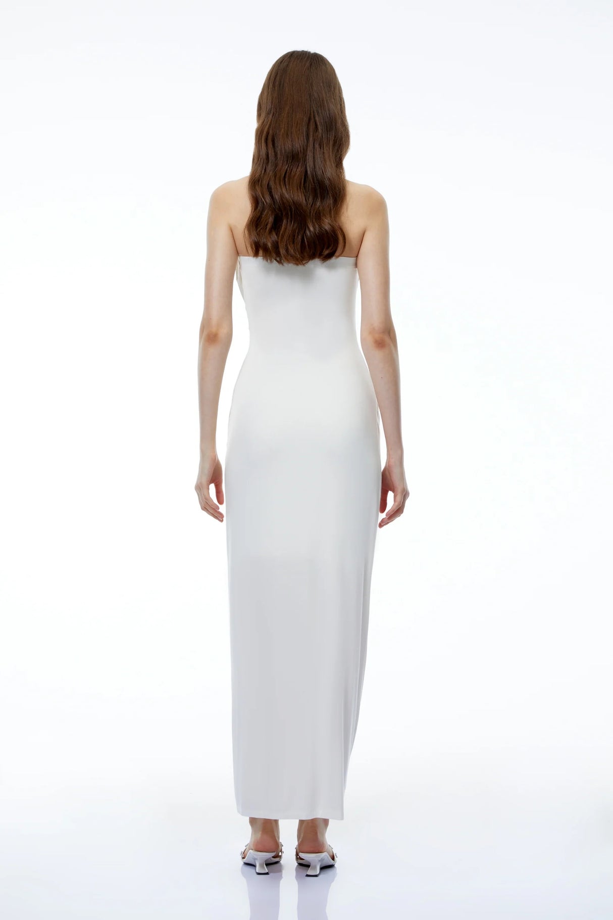 Aroha White Off Shoulder Ruched Maxi Dress