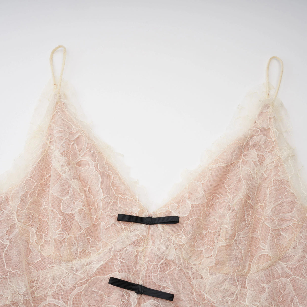 Atousa Cream Layered Floral Lace Maxi Dress with Bow