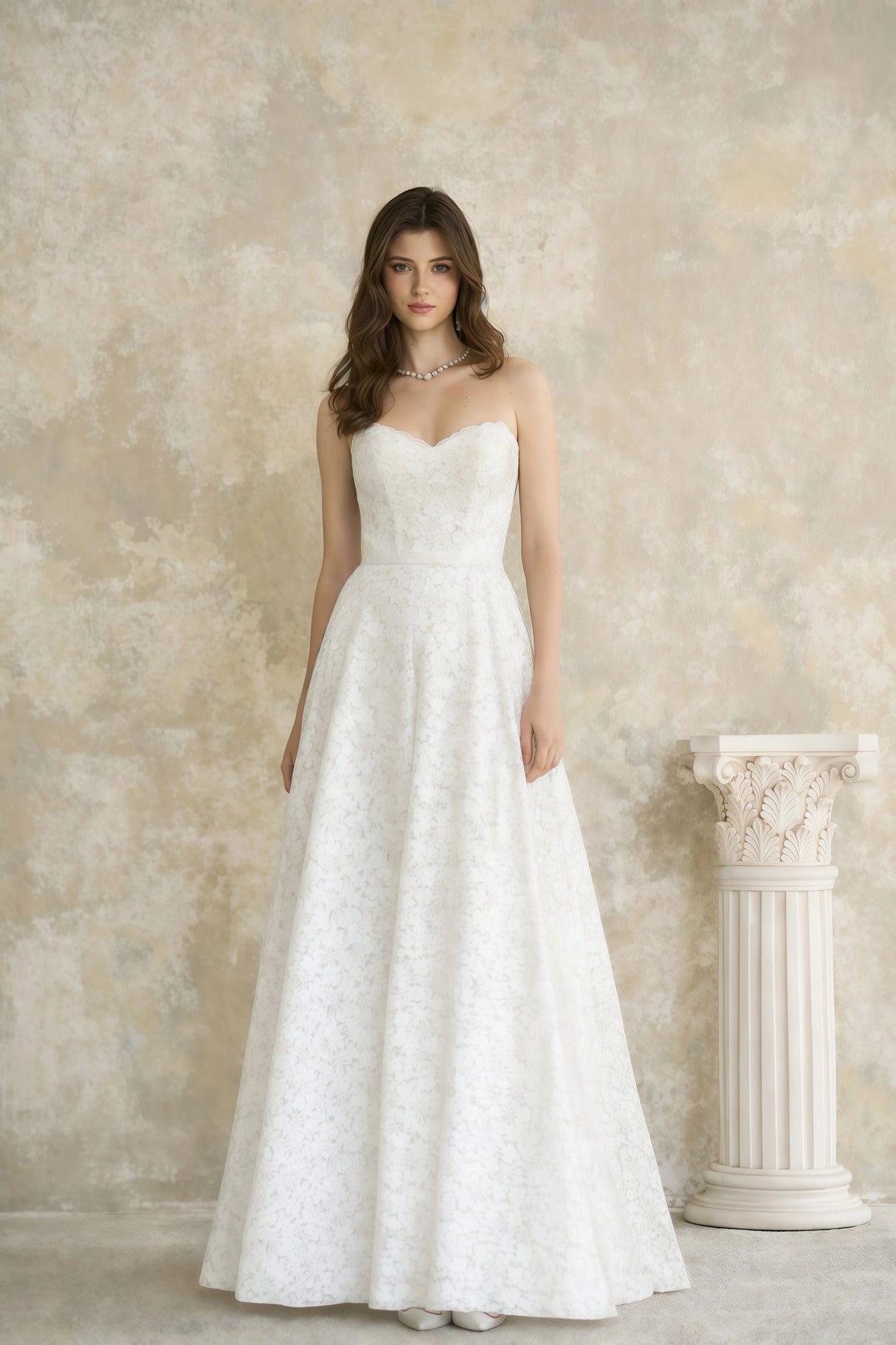 Aulera White Floral Lace Maxi Gown