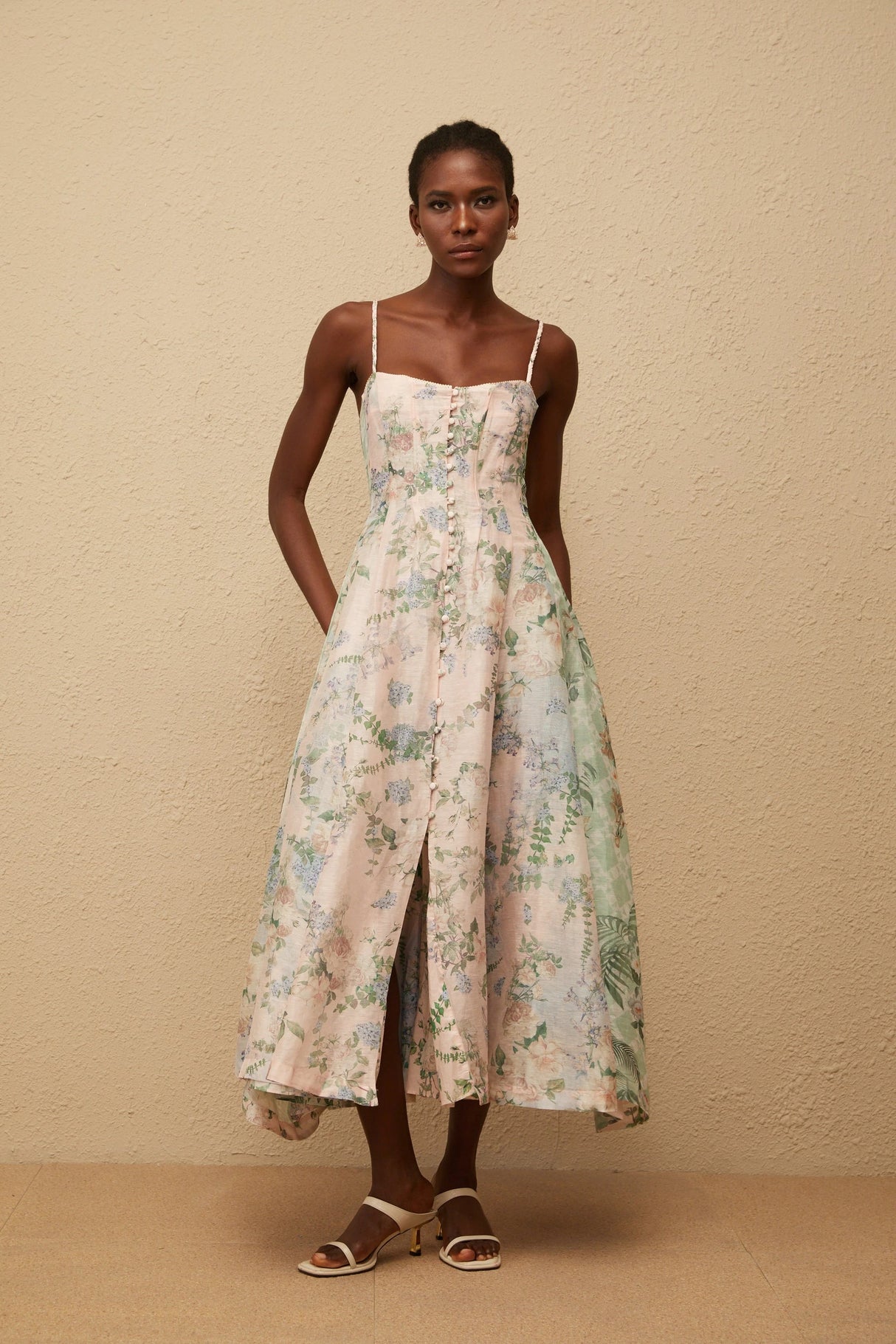 Aurore Pink Floral Print Maxi Dress