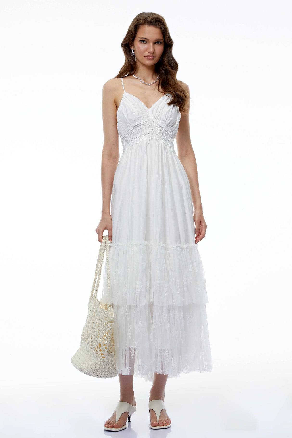 Badb White Backless Ruched Maxi Dress