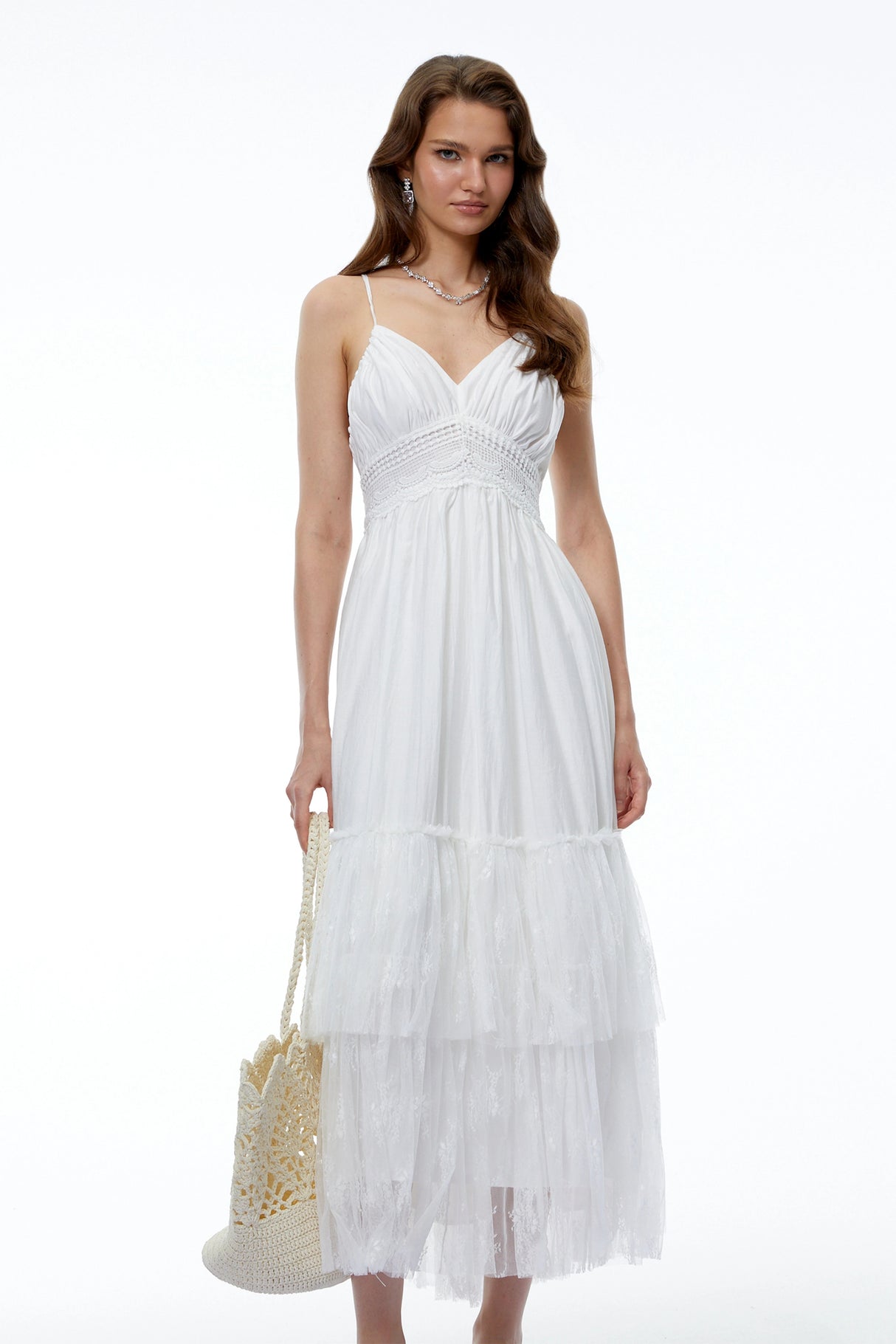Badb White Backless Ruched Maxi Dress