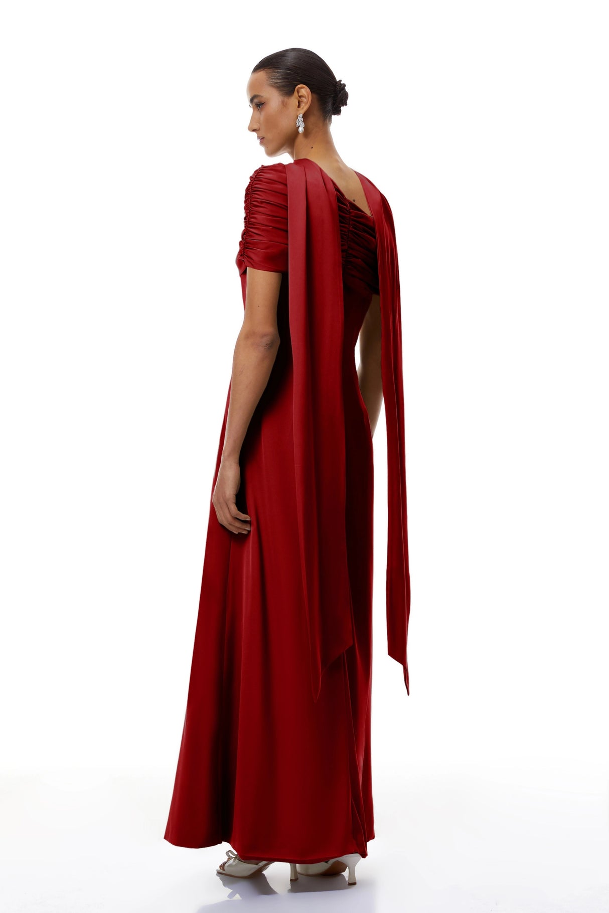 Benedetta Red One Shoulder Satin Maxi Dress