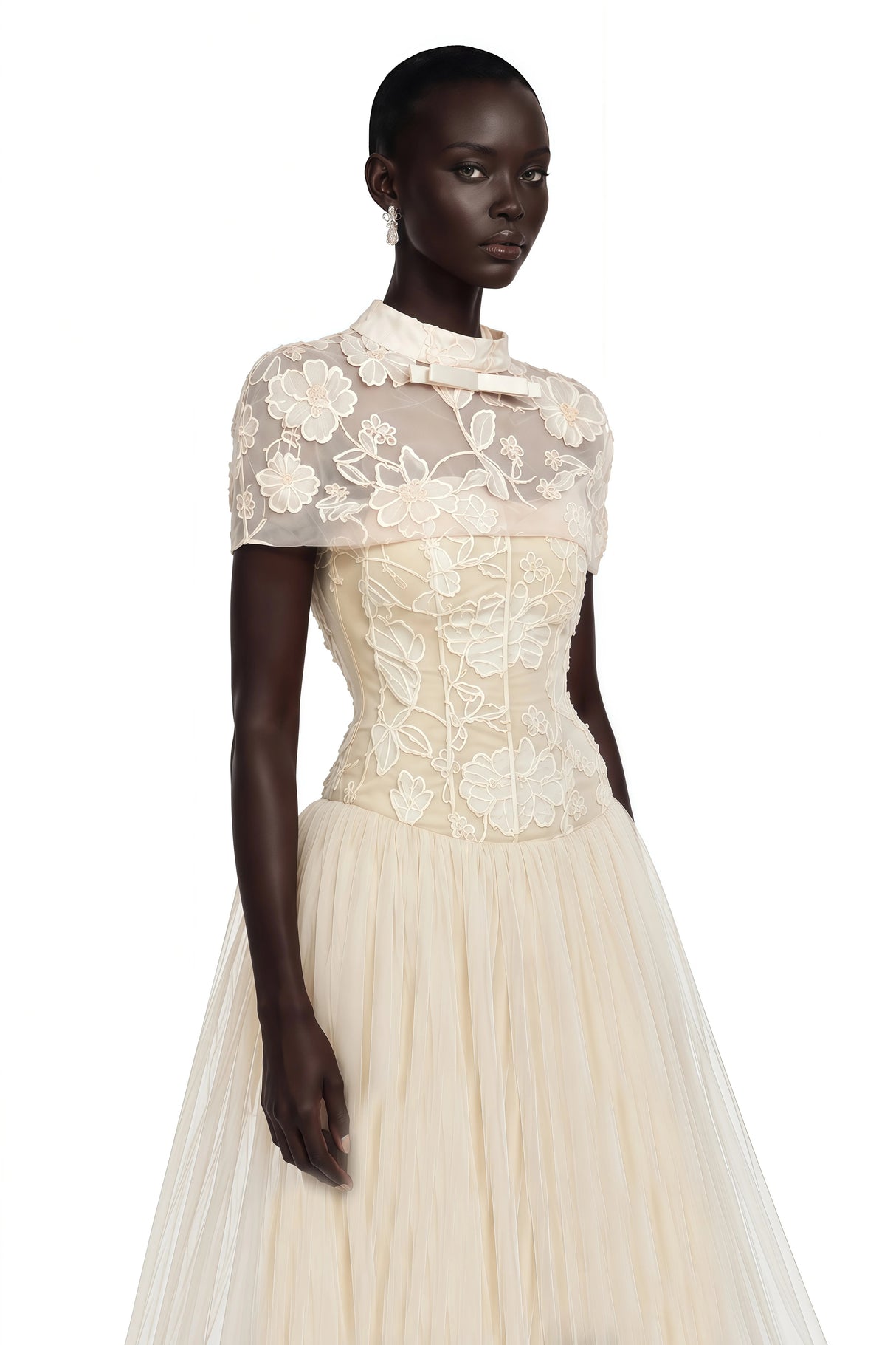 Benedicta Cream Floral Embroidered Maxi Dress