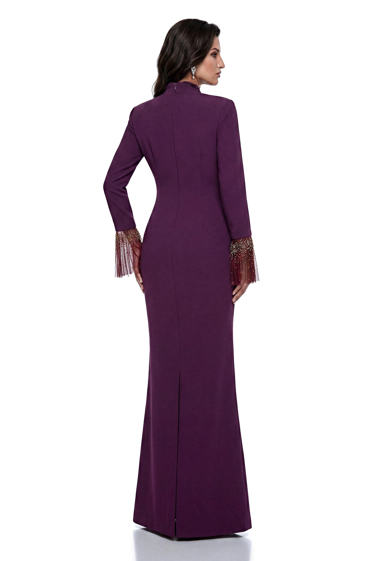 Berenice Purple Embellished Tulle Maxi Dress