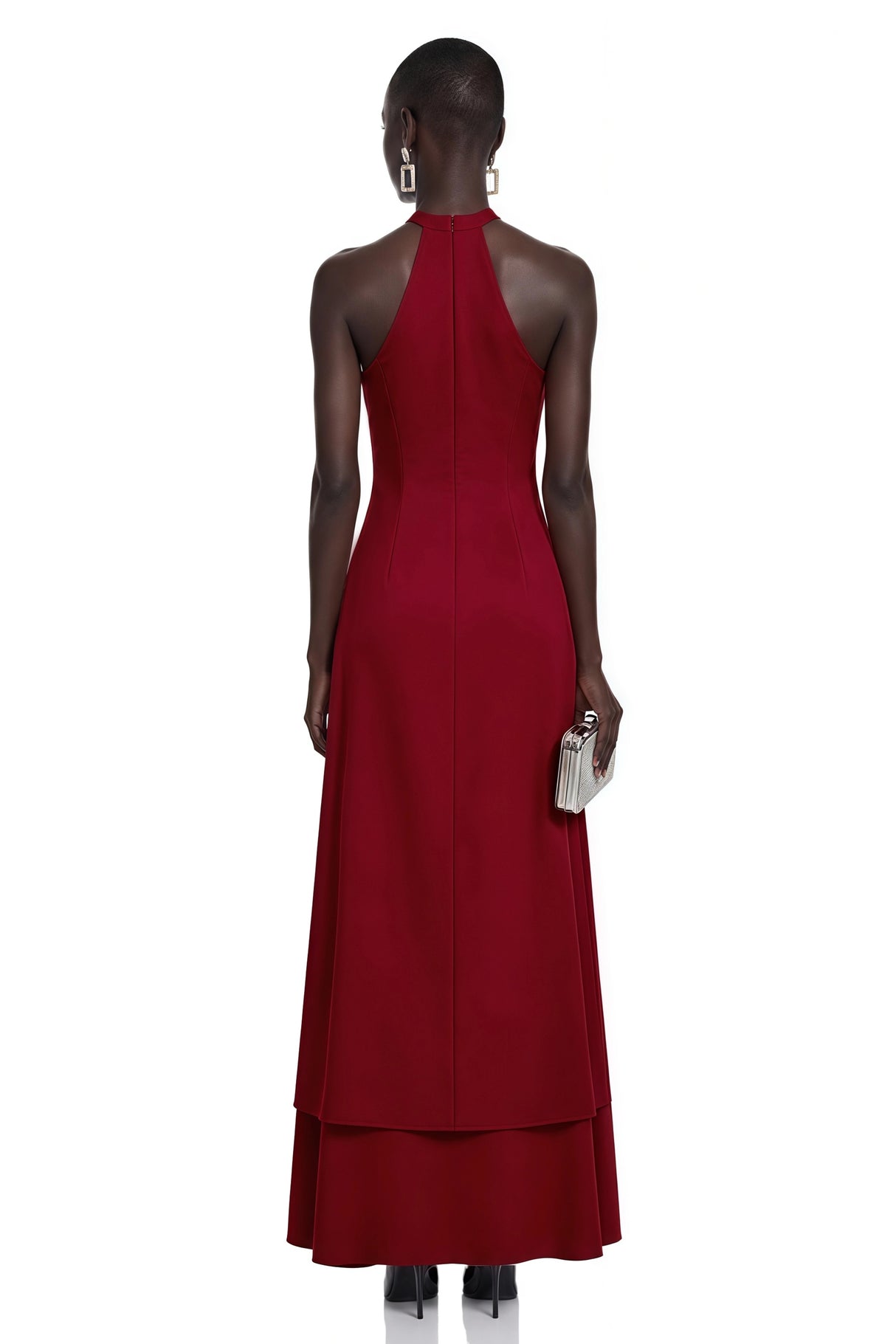 Berenice Red Halterneck Maxi Dress with CutOuts