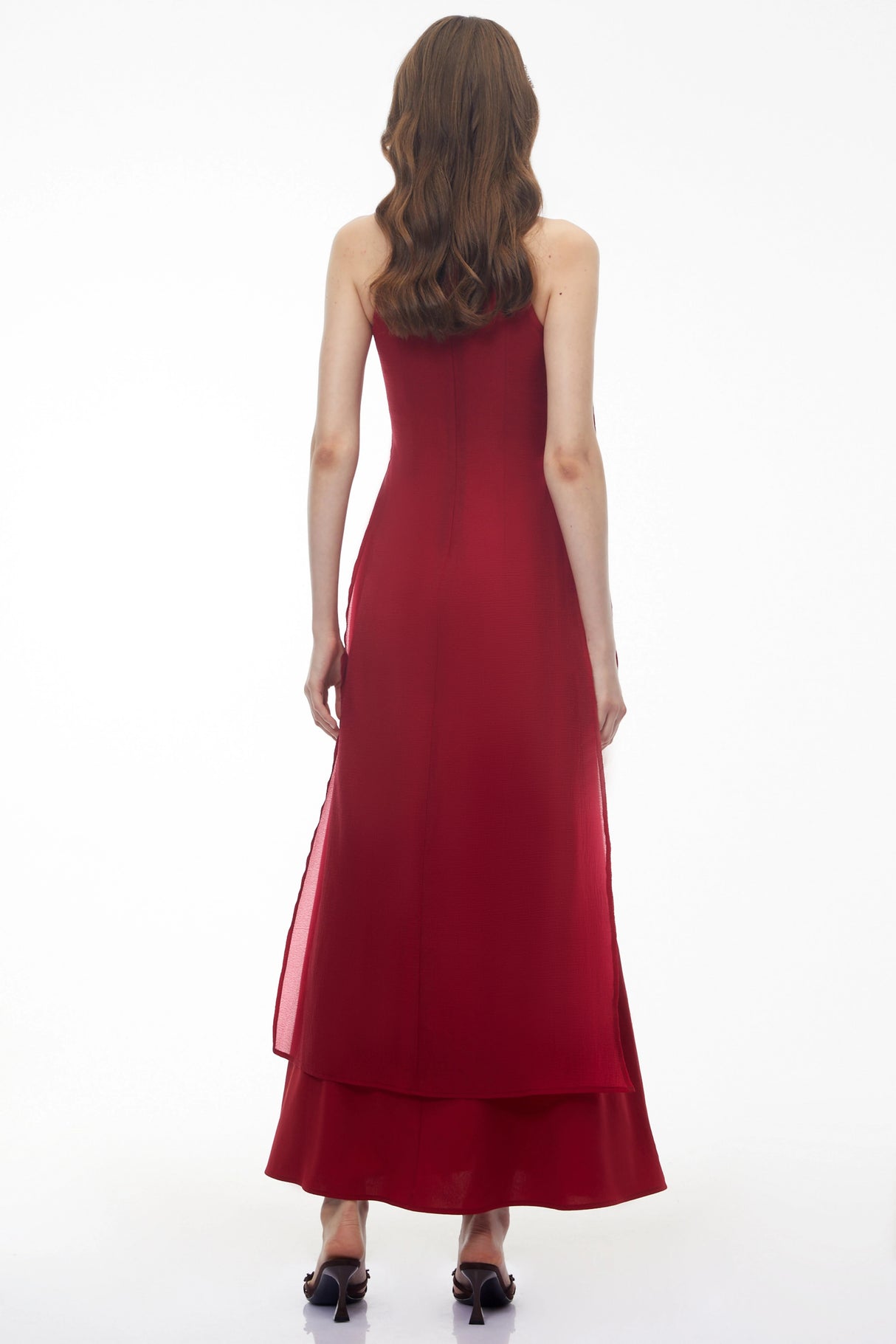 Berenice Red Halterneck Maxi Dress with CutOuts