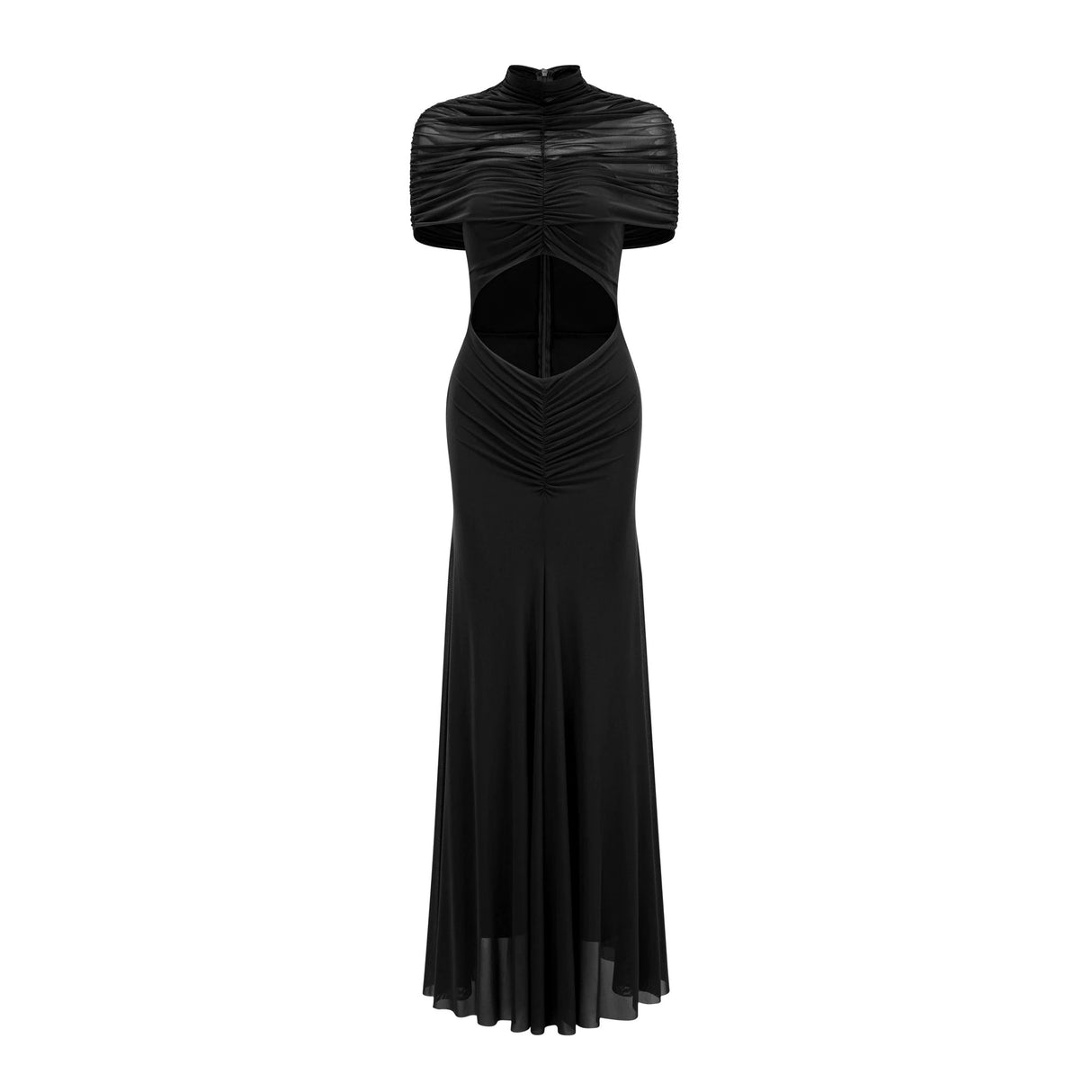 Bruna CutOut Ruched Mesh Maxi Dress
