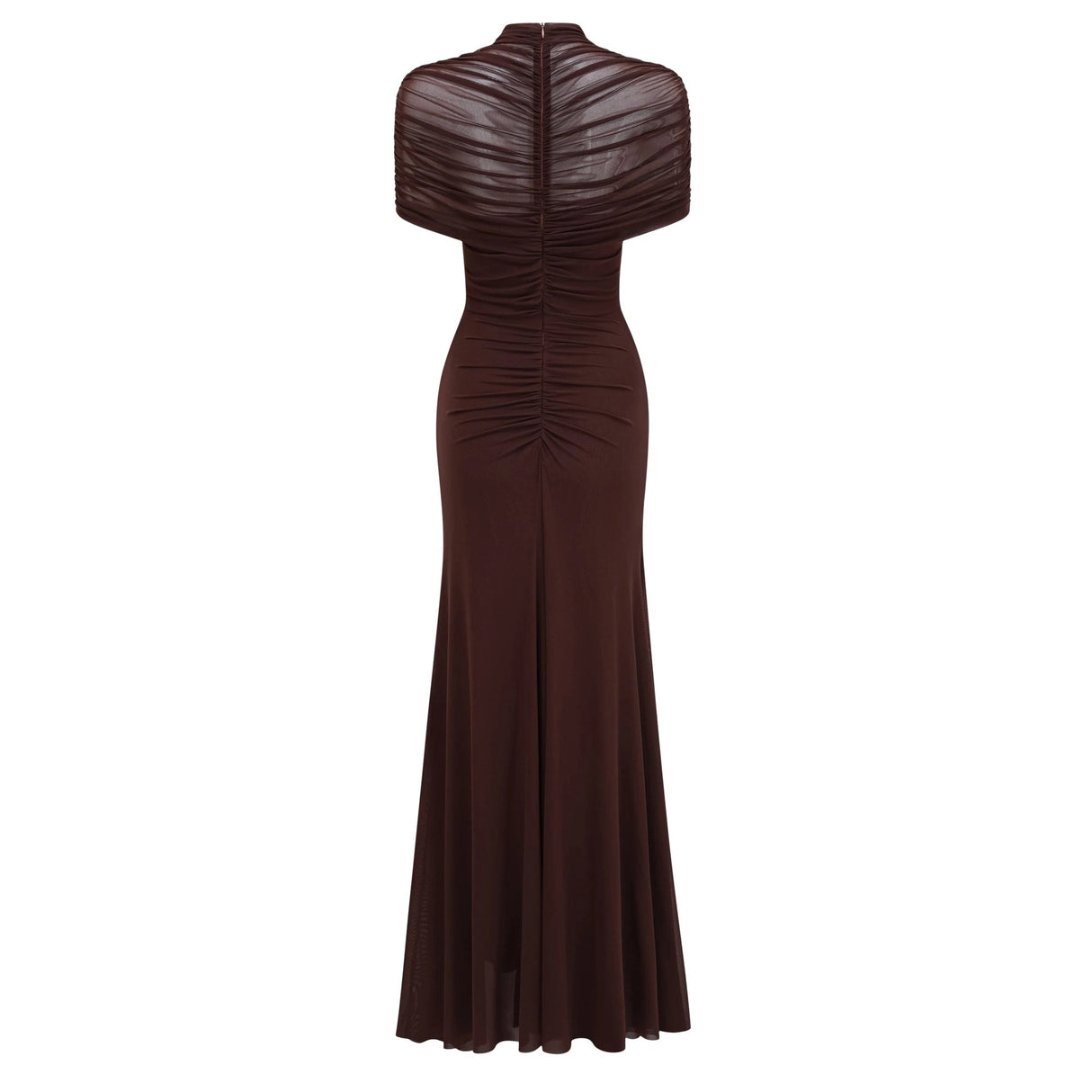 Bruna CutOut Ruched Mesh Maxi Dress
