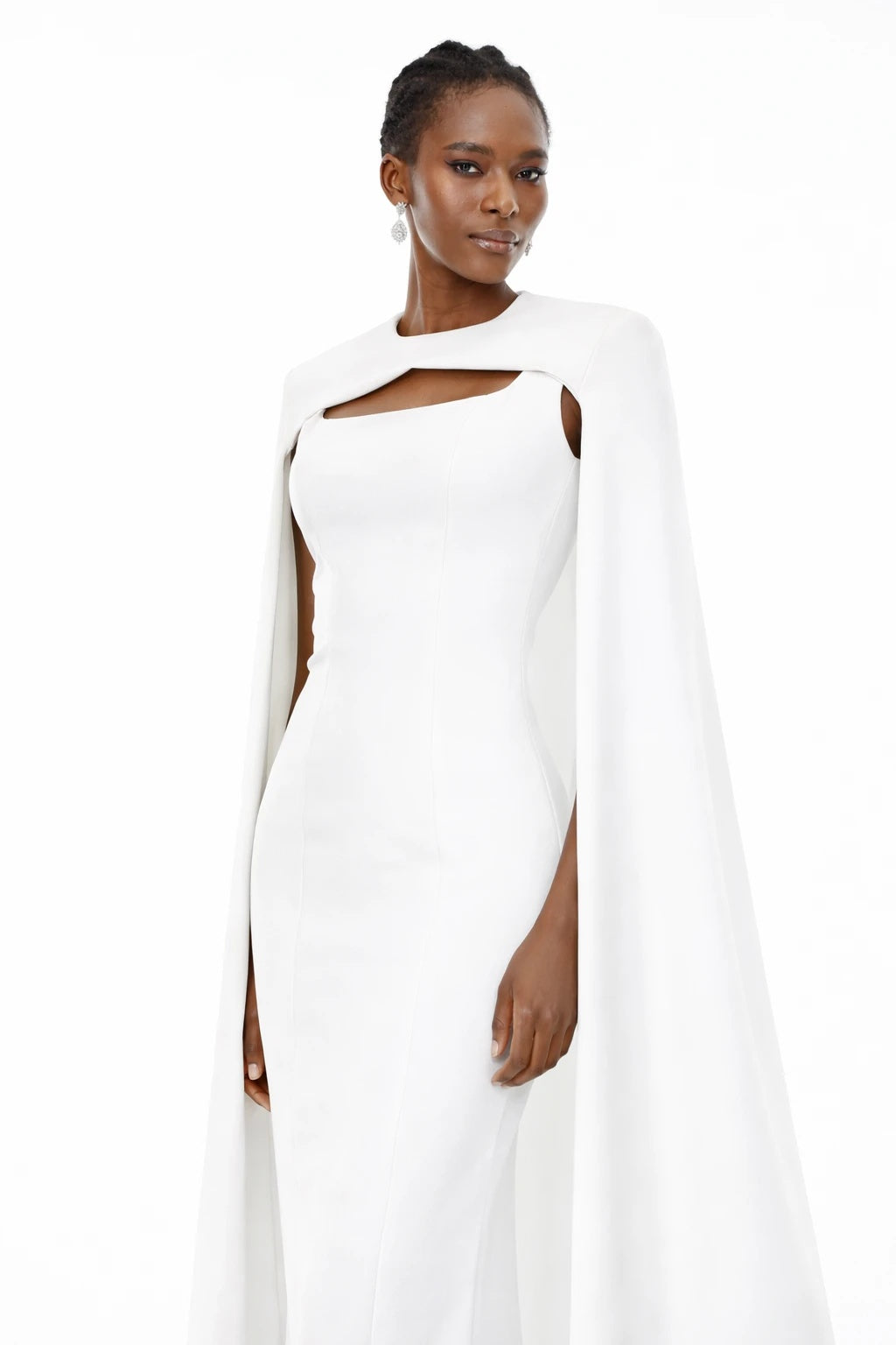 Brynja White Cape Design Maxi Gown