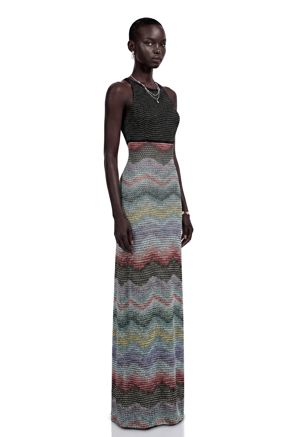 Caitlin Grey Halterneck Color Block Maxi Dress