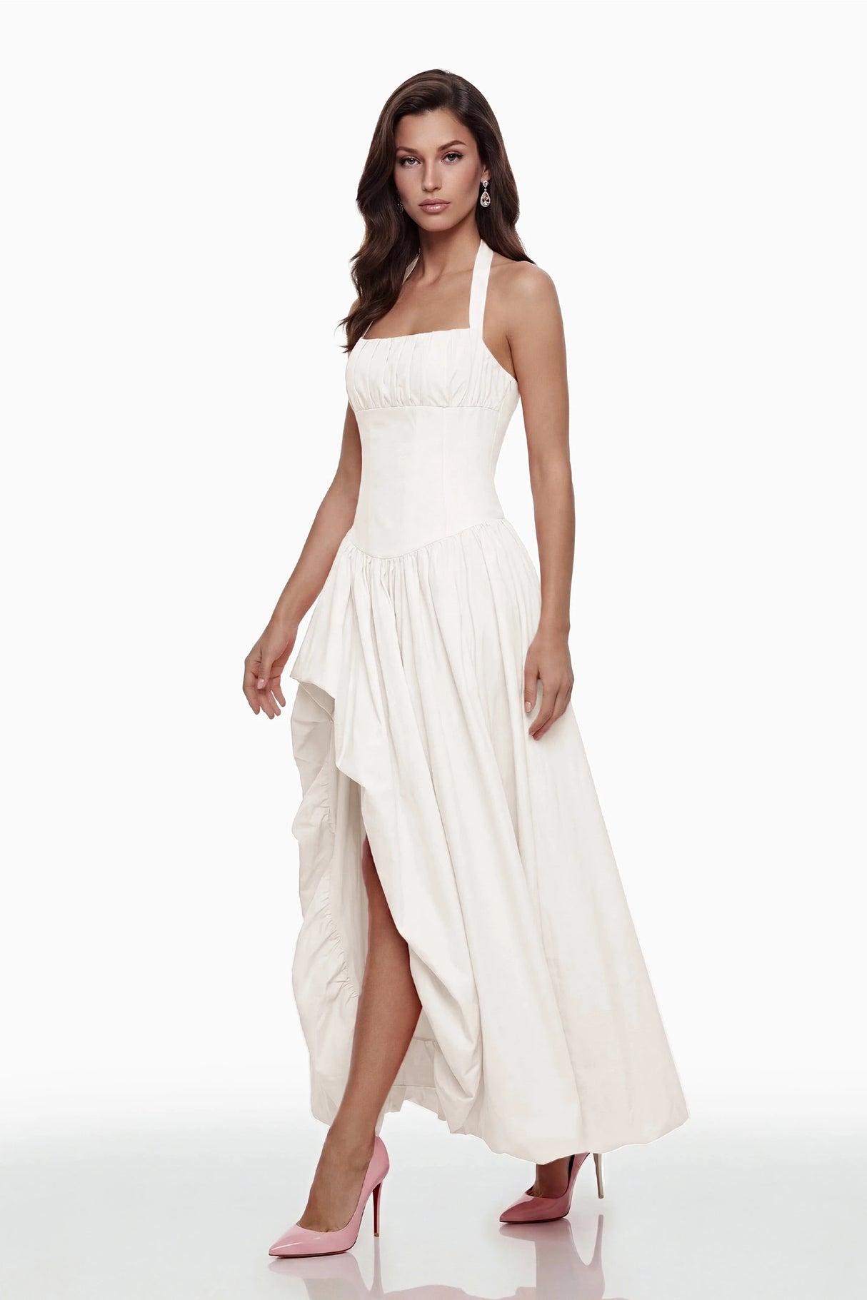 Caiya White Sleeveless Maxi Dress with Slit