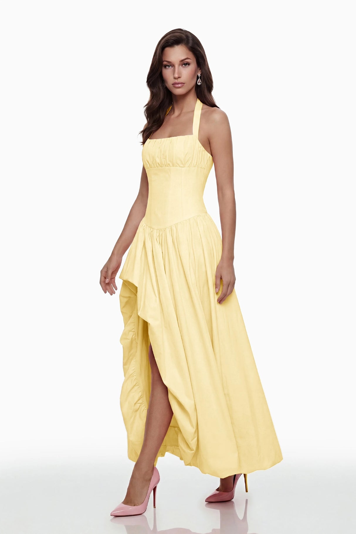 Caiya Yellow Sleeveless Maxi Dress with Slit
