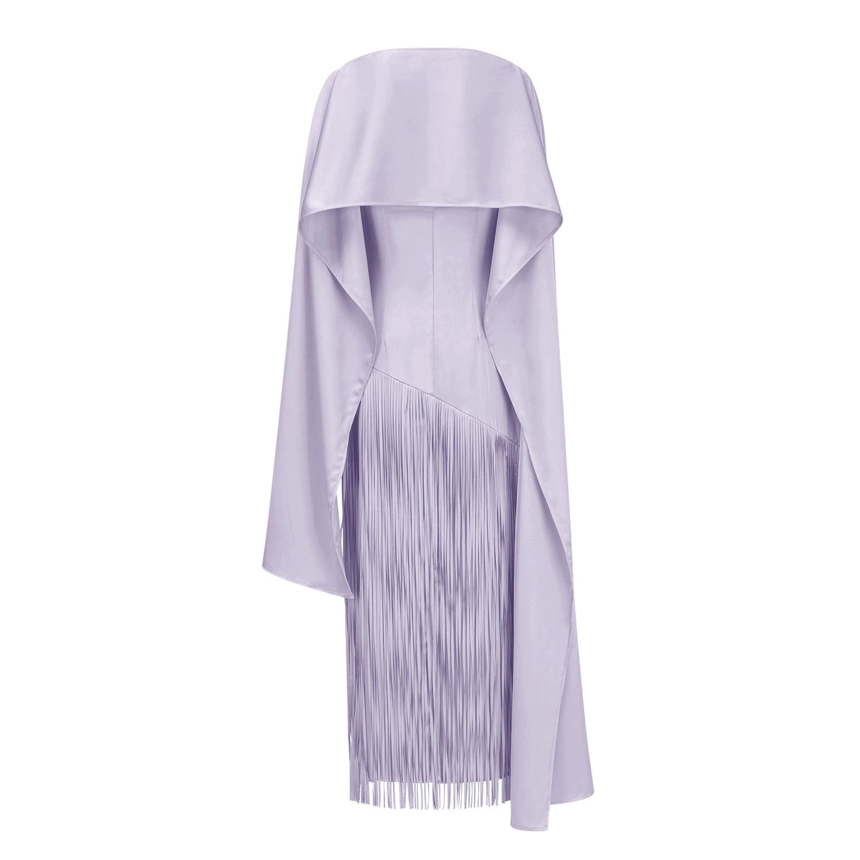 Cayetana Lilac Fringe Maxi Dress with Cape Effect