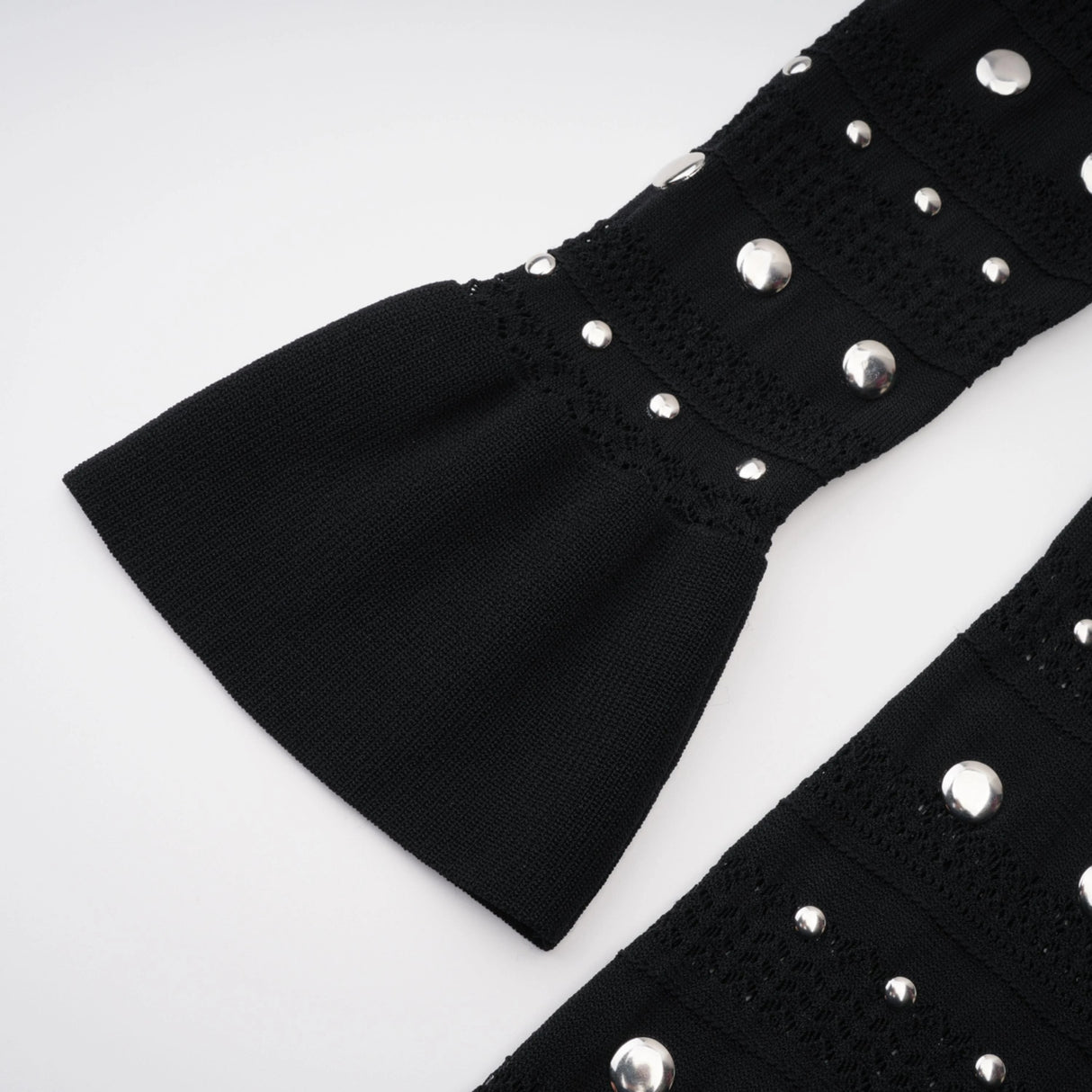 Chloé Black Long Sleeve Studded Crochet Knit Midi dress