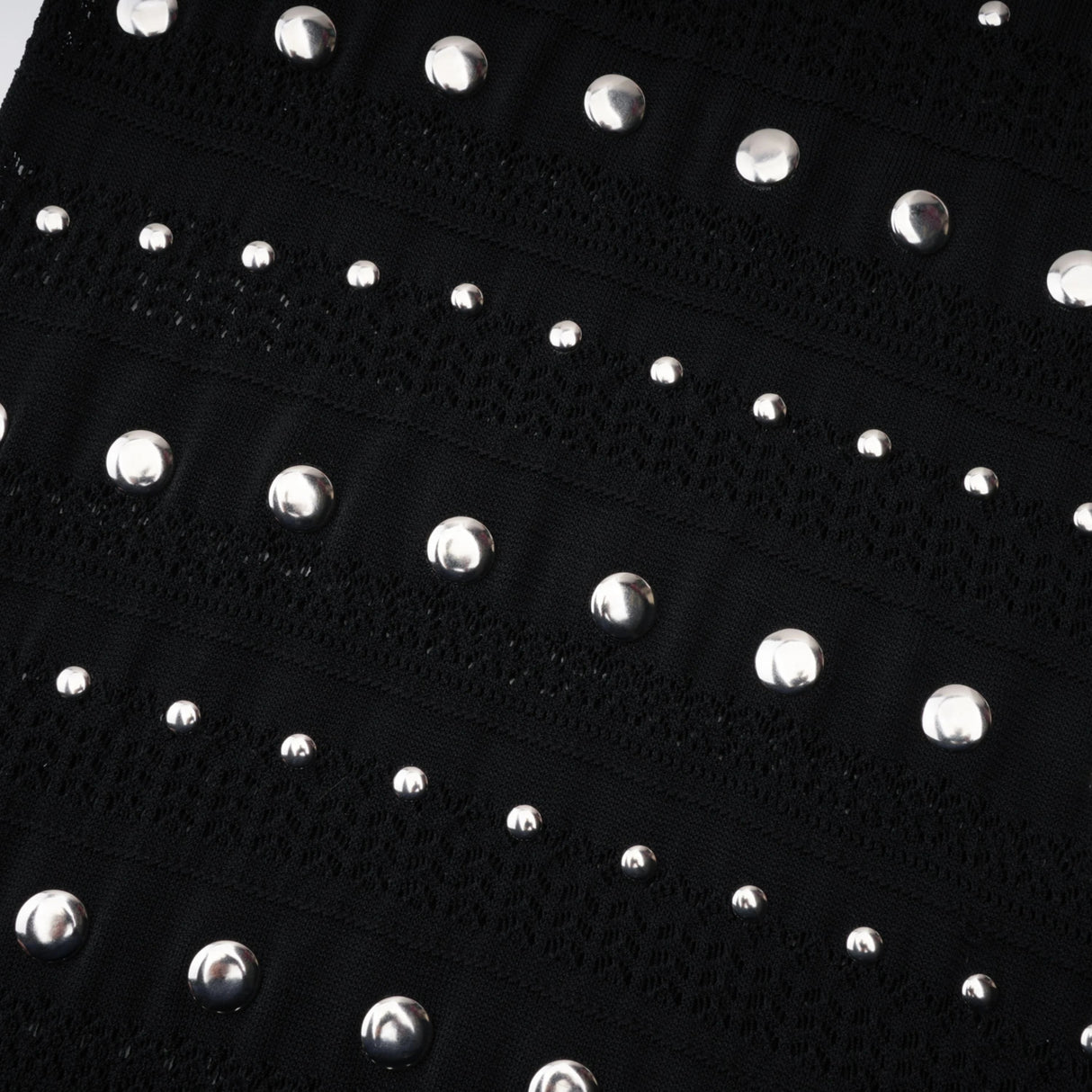 Chloé Black Long Sleeve Studded Crochet Knit Midi dress