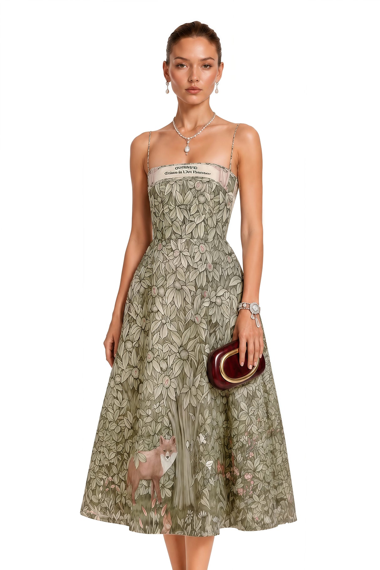 Claudia Green Jungle Print Midi Dress