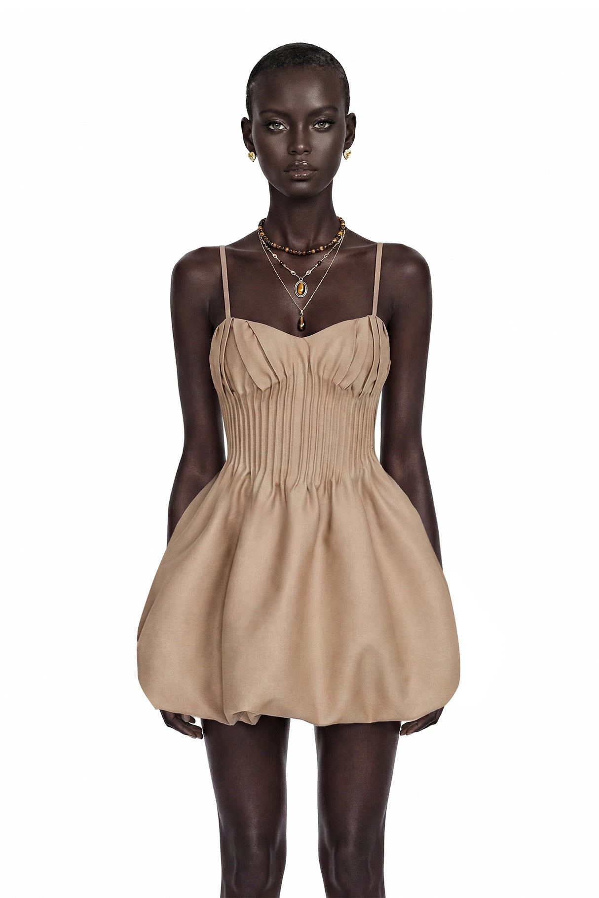 Deborah Champagne Sweetheart Pleated Mini Dress