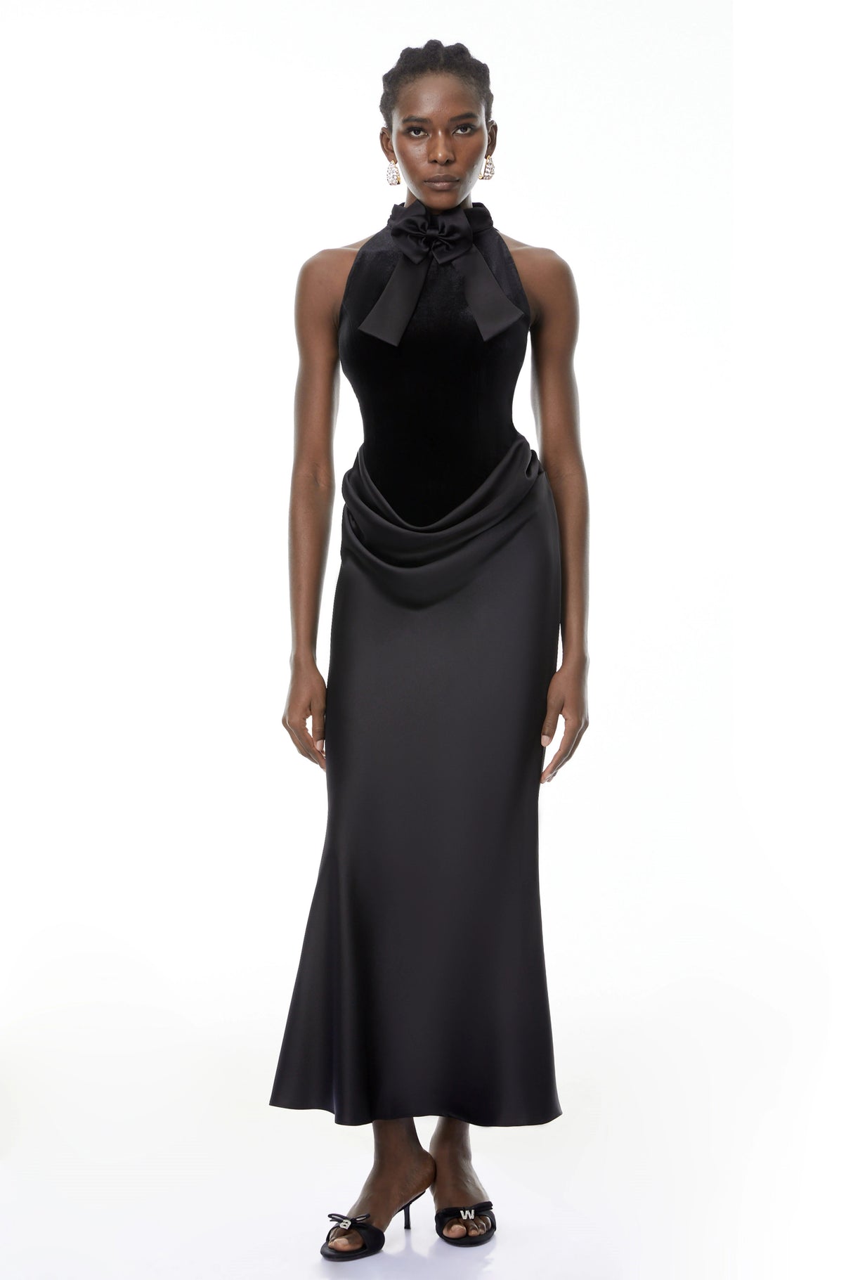 Ecaterina Black Bow Detail Corset Top Skirt Set