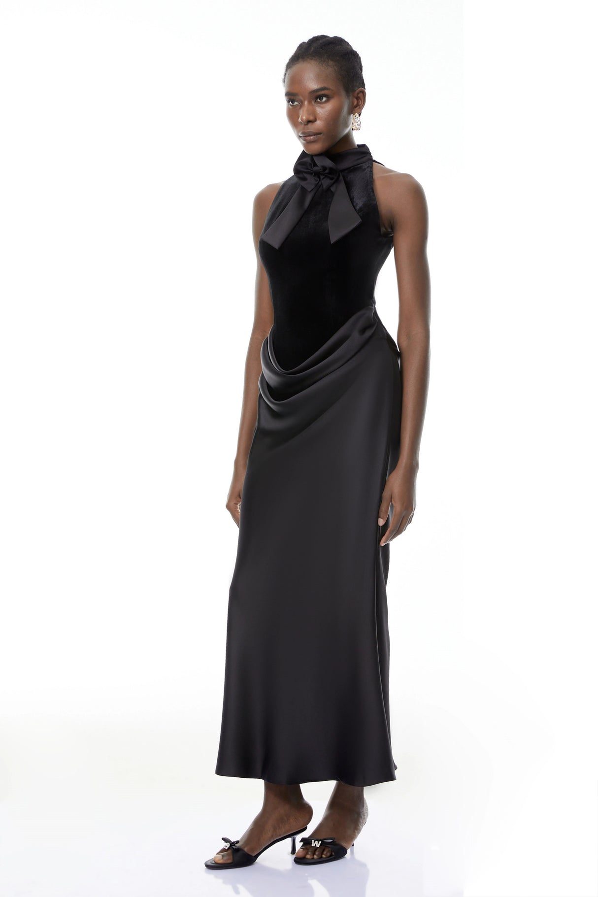 Ecaterina Black Bow Detail Corset Top Skirt Set