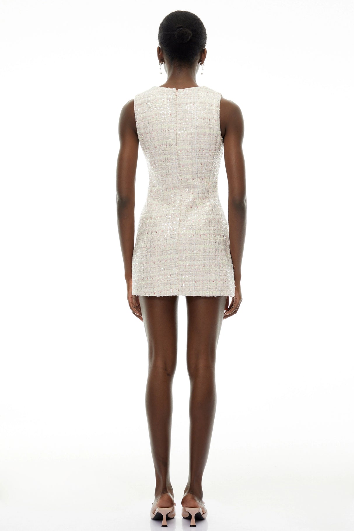 Eleanor Pink Sleeveless Mini Dress with Bow Buttons