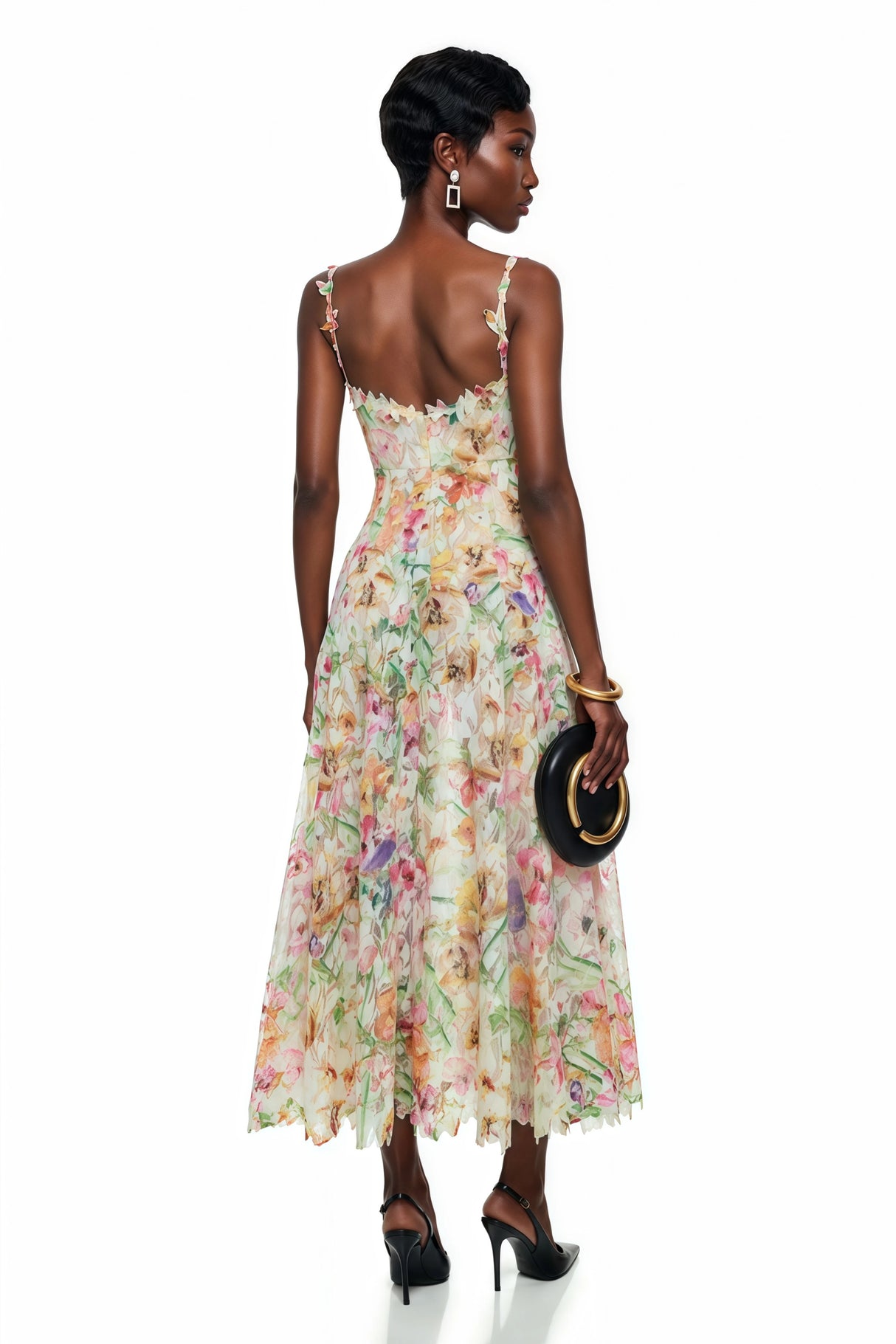 Enora Lace Floral Embroidered Midi Dress