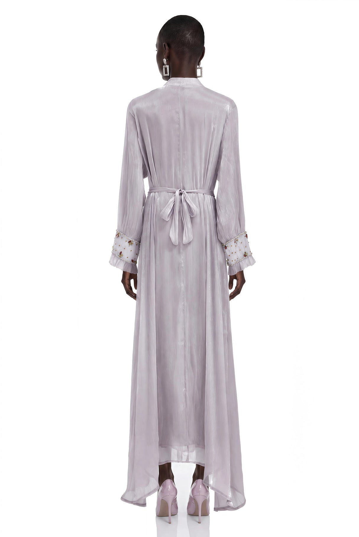 Esther Lavender Embroidered Long Sleeve Maxi Dress