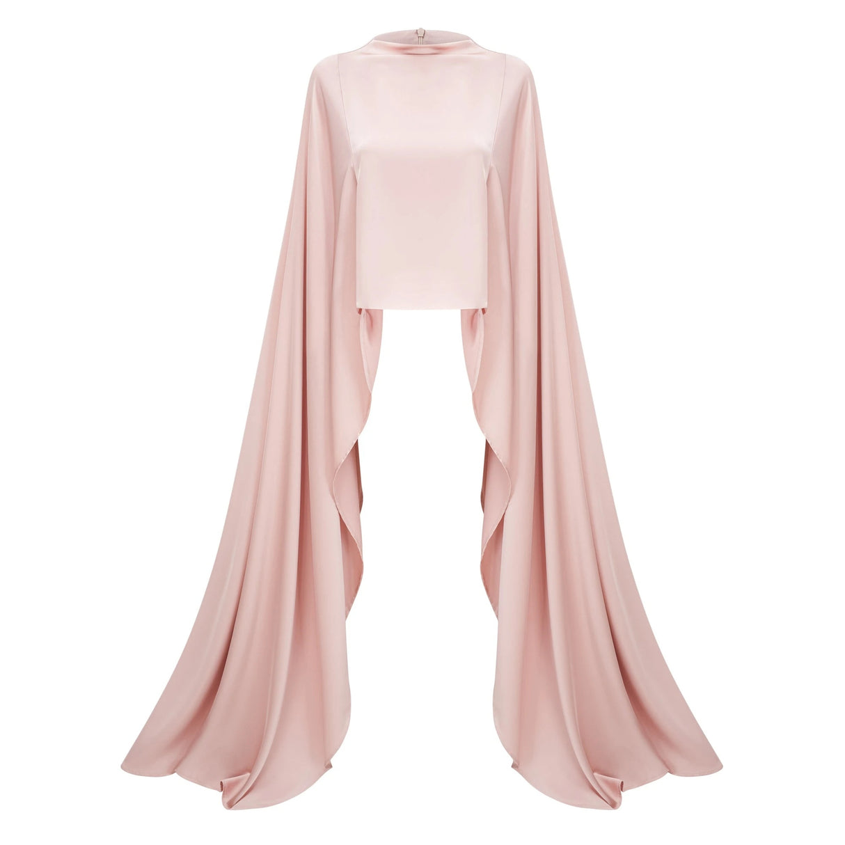 Everleigh Champagne Satin Top Skirt Set With Cape Detail