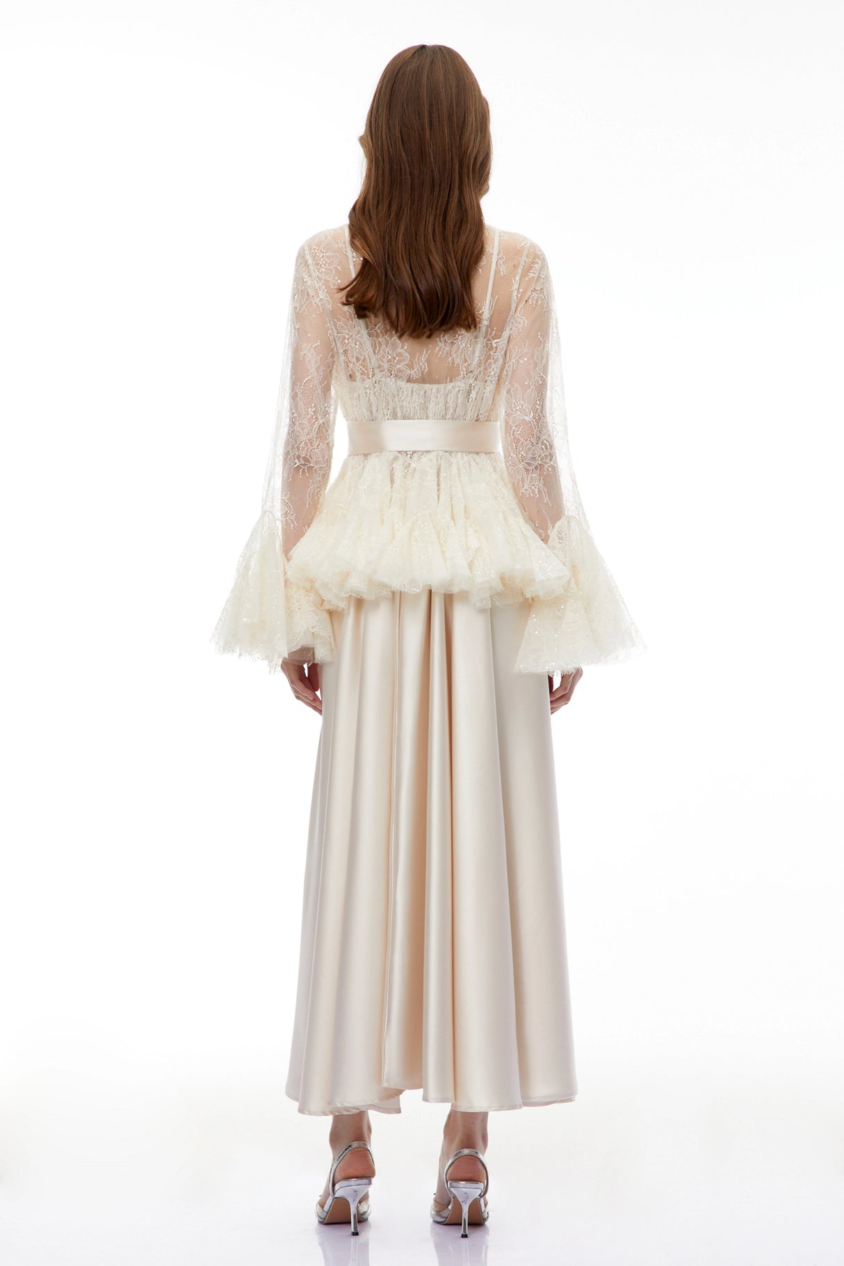 Fadila Neutral SemiSheer Blouse Dress Set