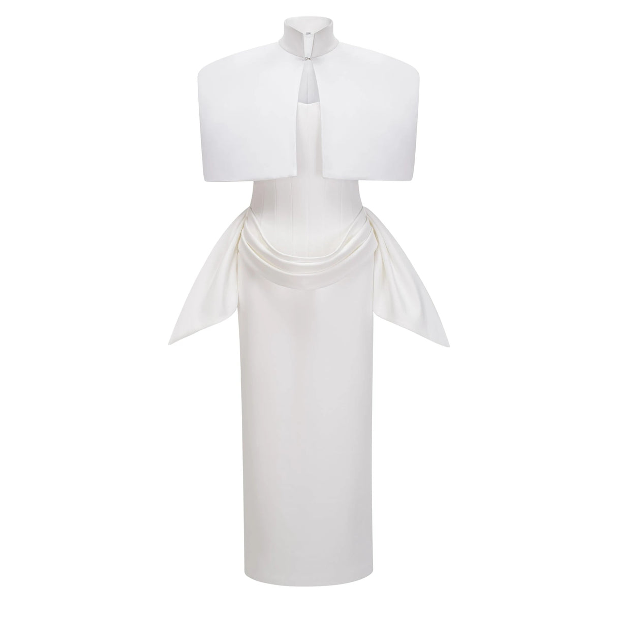 Felice White Structured Cape Corset Dress Set