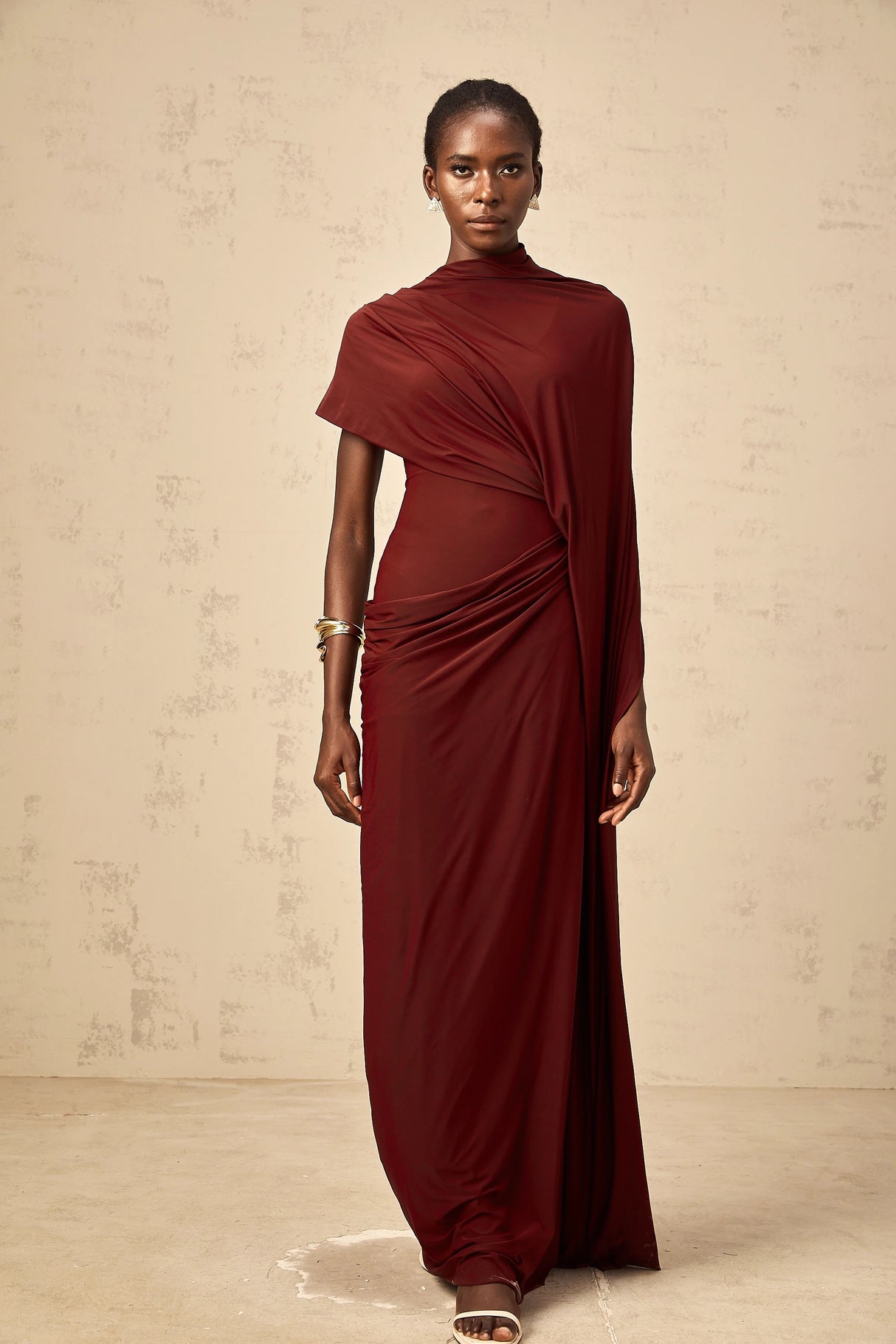 Fenella Asymmetrical Draped Cape Dress Matching Set