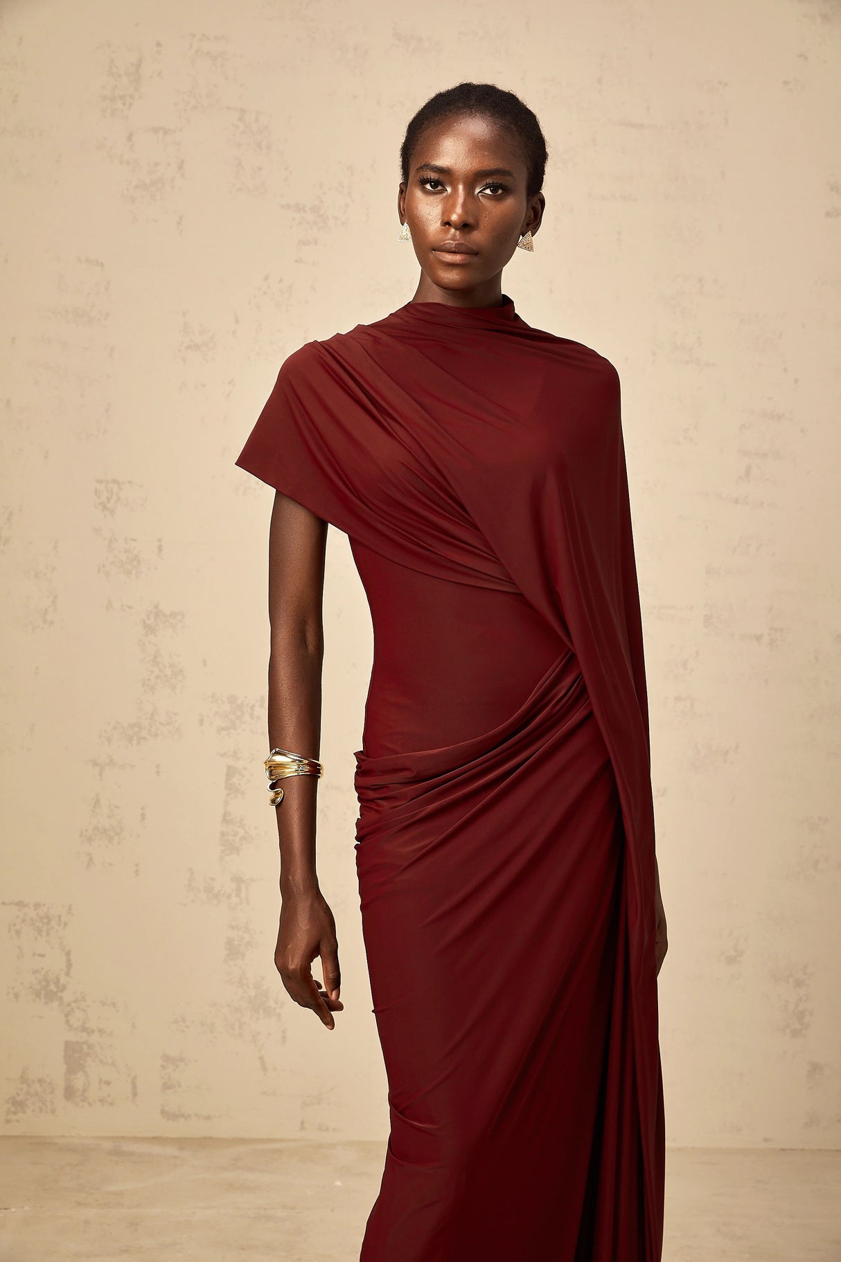 Fenella Asymmetrical Draped Cape Dress Matching Set