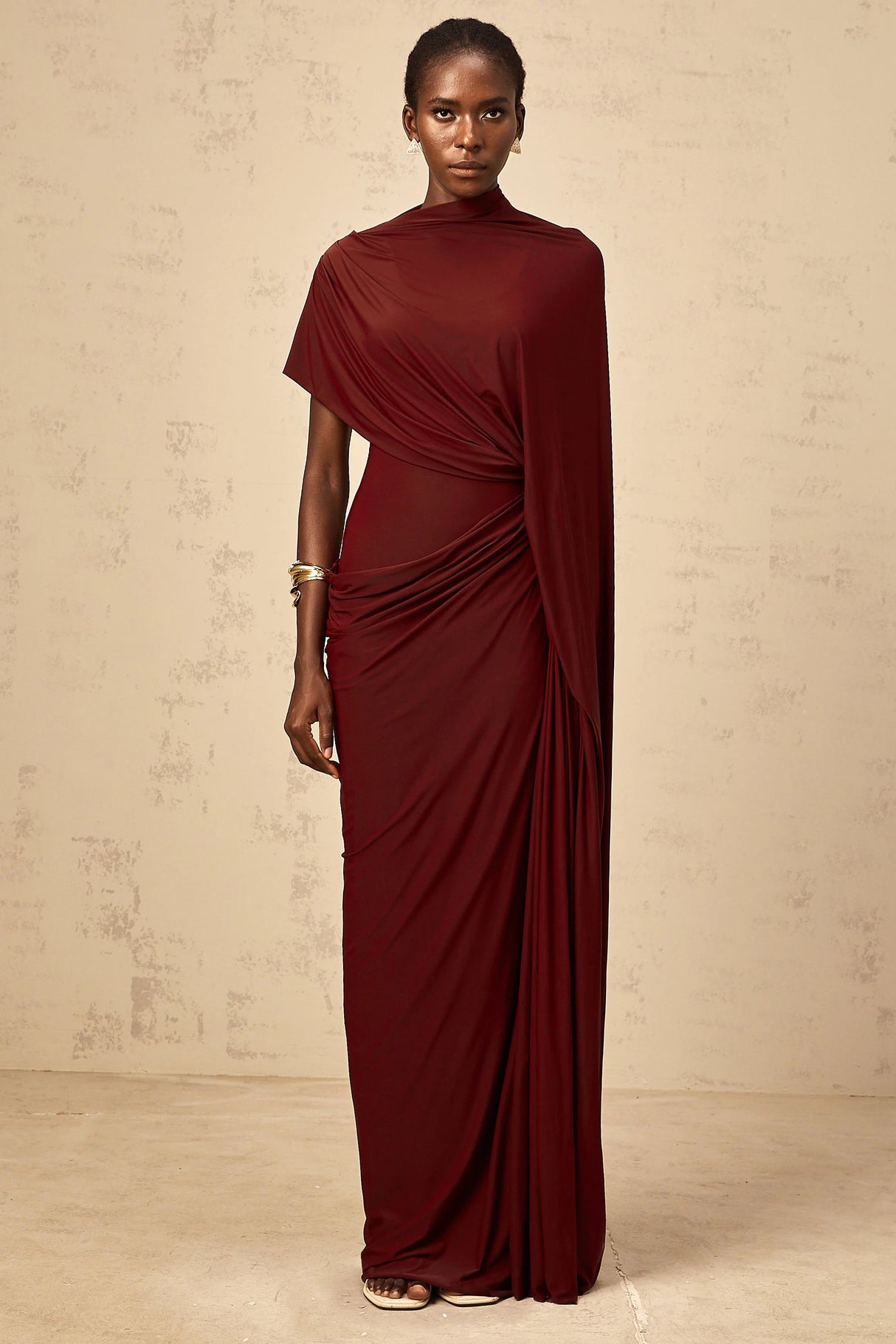 Fenella Asymmetrical Draped Cape Dress Matching Set