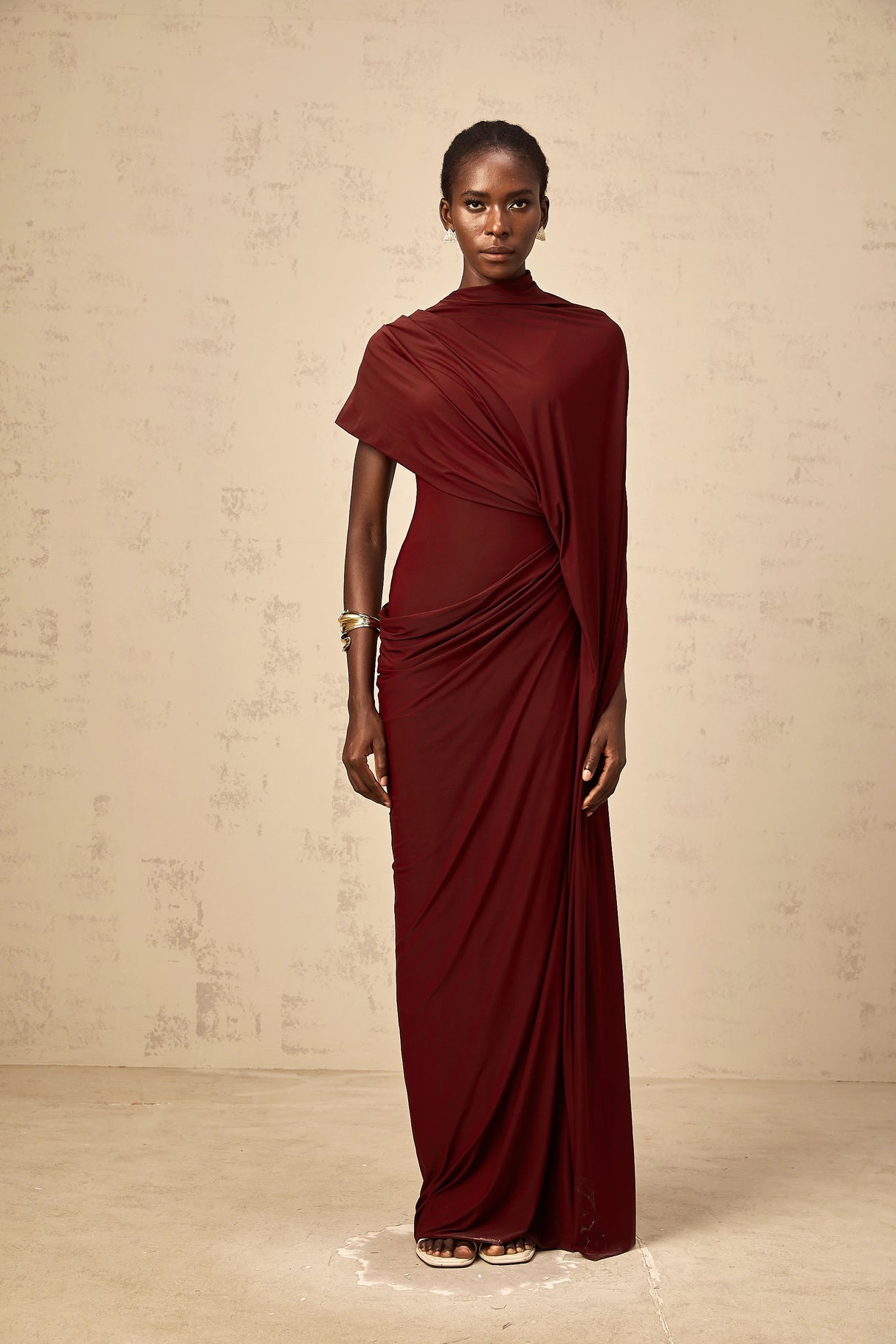 Fenella Asymmetrical Draped Cape Dress Matching Set